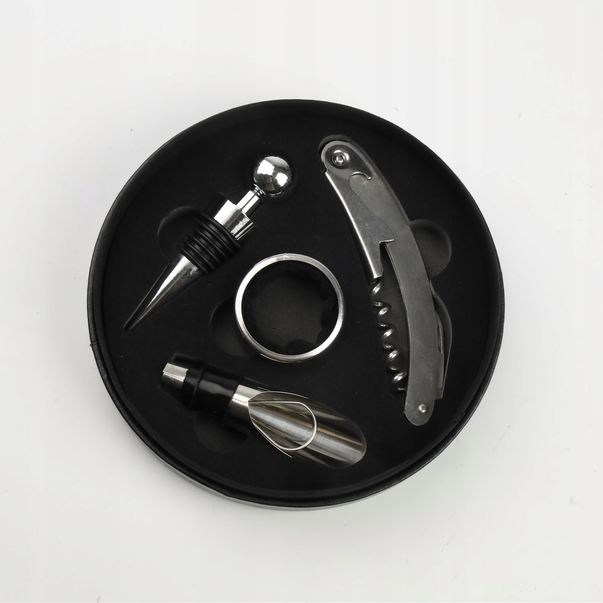 ZESTAW AKCESORIA DO WINA 4w1 NA PREZENT KORKOCIĄG KOREK PIERŚCIEŃ NALEWAK