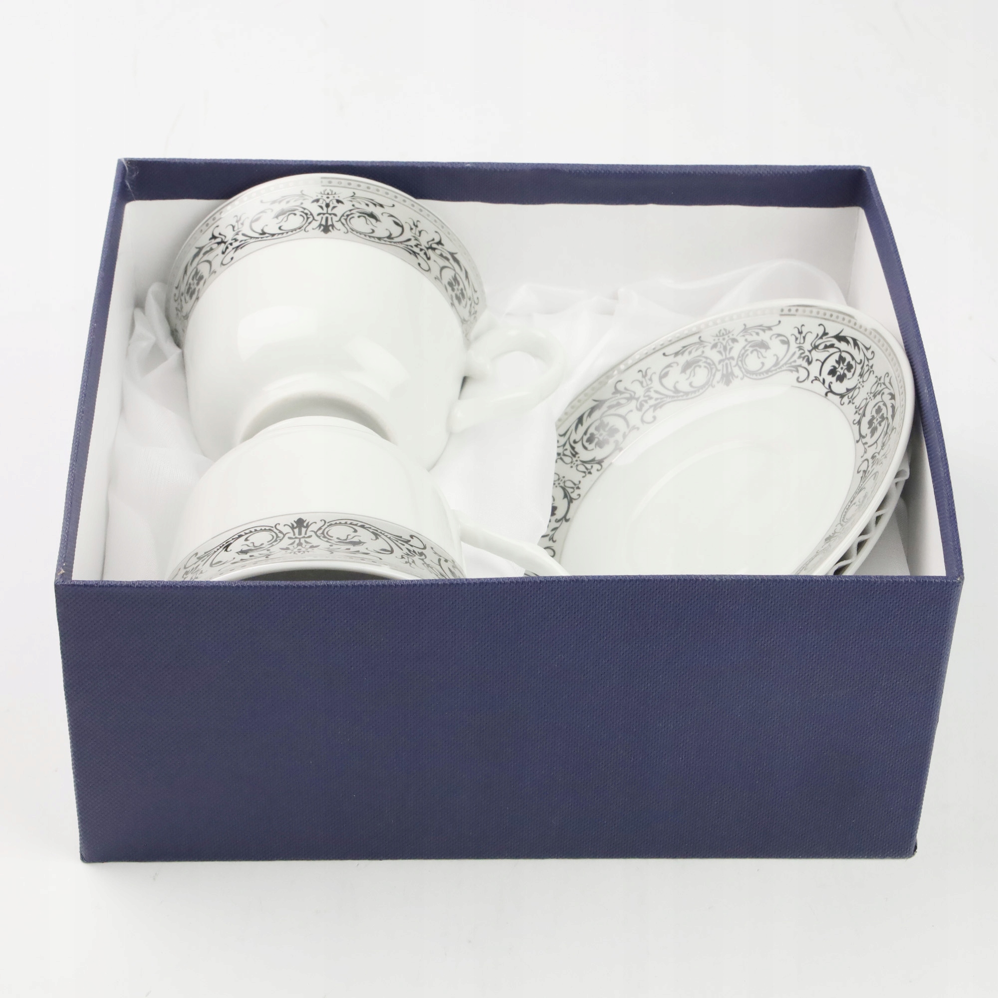 ZESTAW FILIŻANEK Z TALERZYKAMI NA PREZENT 250 ML PORCELANA DO KAWY HERBATY