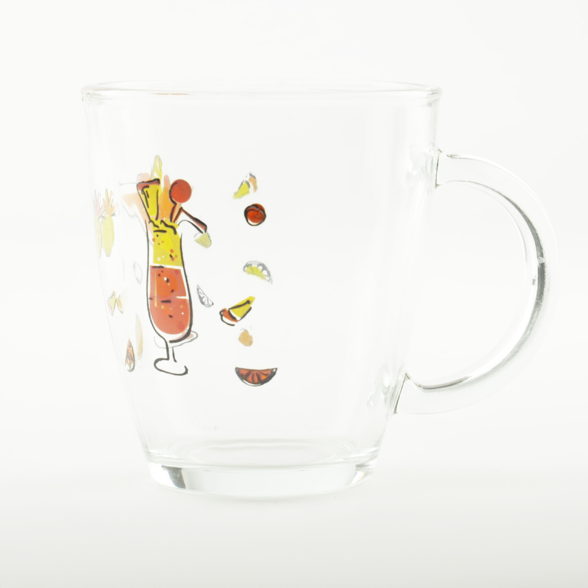 SZKLANKA Z UCHEM KUBEK SZKLANY TRADYCYJNY DO KAWY HERBATY 320 ML Z WZOREM