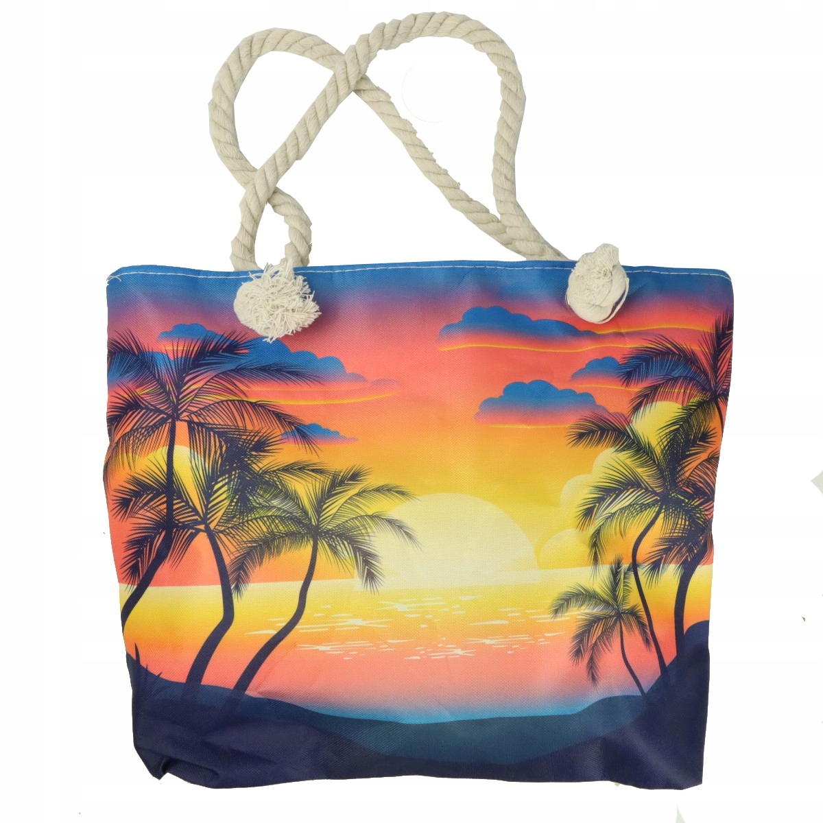 TORBA PLAŻOWA MIEJSKA MATERIAŁOWA Z PODSZEWKĄ SHOPPER NA RAMIĘ Z ZAMKIEM