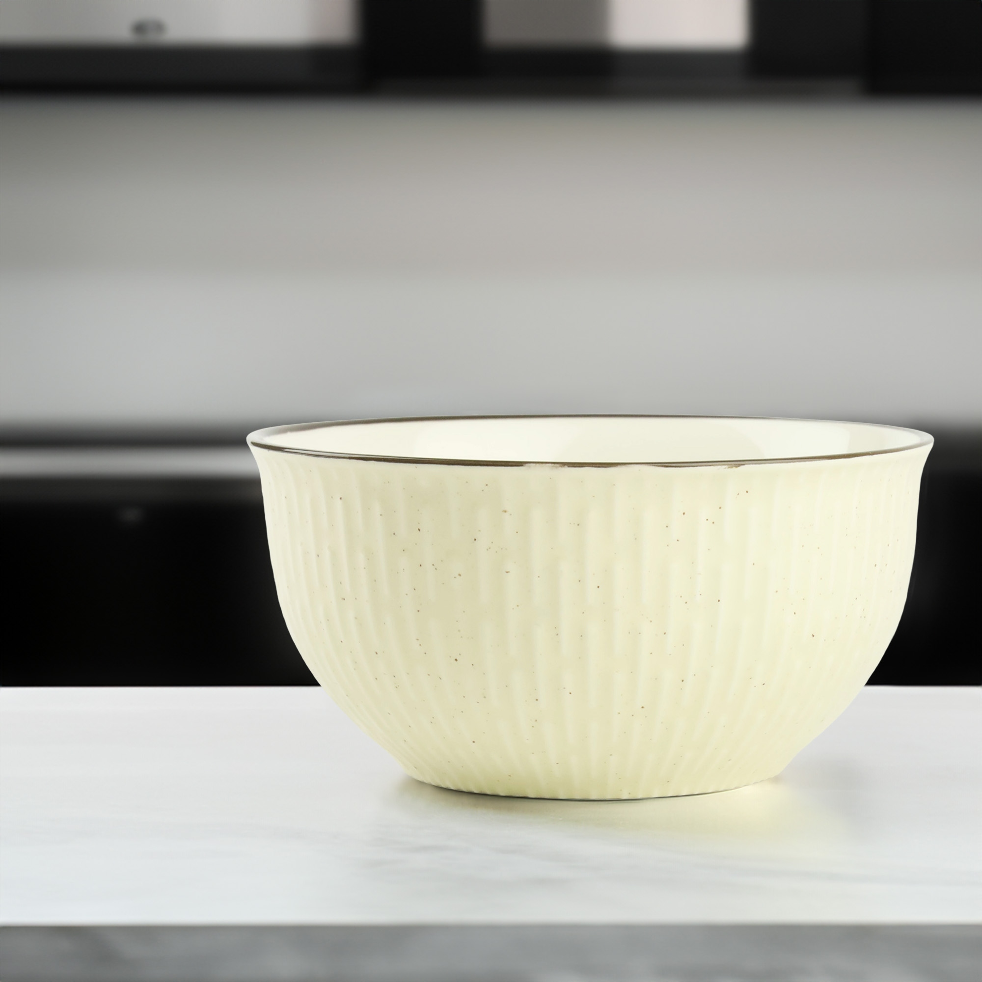 CERAMICZNA SALATERKA NA ZUPĘ OWOCE PRZEKĄSKI BEŻOWA ZDOBIONA Z WZOREM 510ML