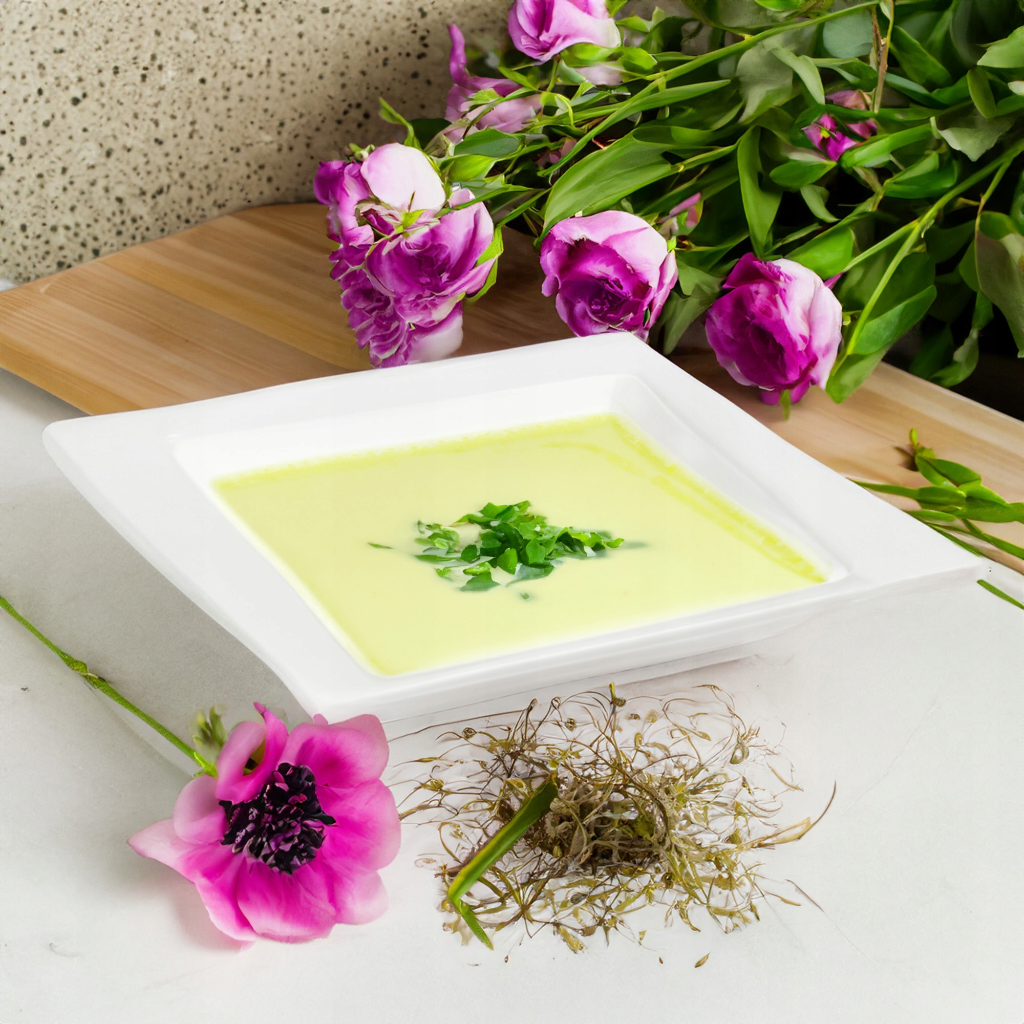 TALERZ OBIADOWY GŁĘBOKI KWADRATOWY 20,5CM VIVA PORCELANOWY DO ZUPY MAKARONU