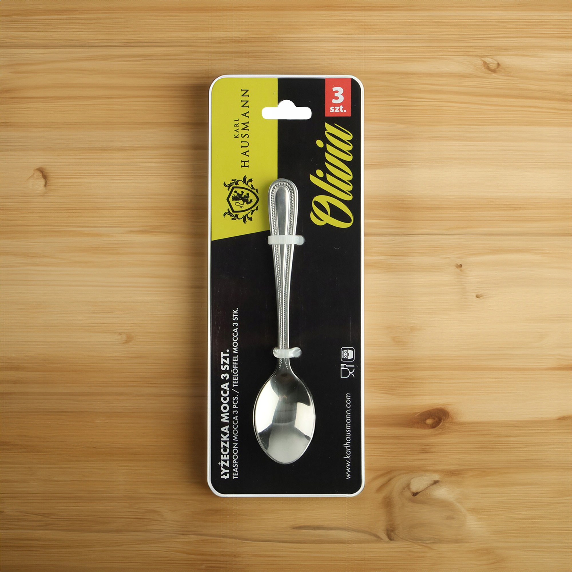 KPL. ŁYŻECZEK MOCCA OLIVIA 3SZT - DO KAWY, DESERÓW I ELEGANCKICH STOŁÓW