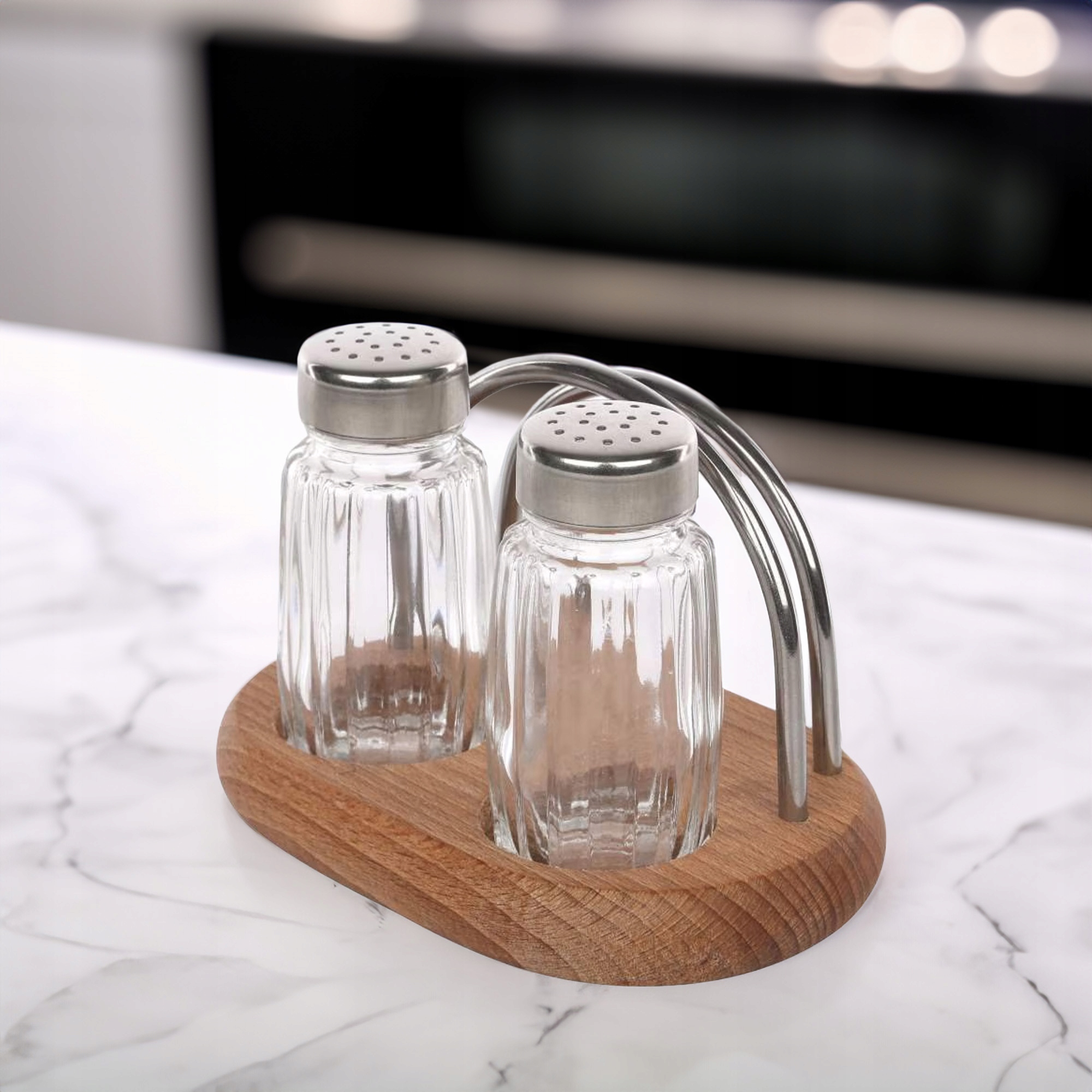 KPL SOLNICZKA PIEPRZNICZKA PRZYPRAWNIK POJEMNIKI NA SÓL PIEPRZ NA POSTAWCE