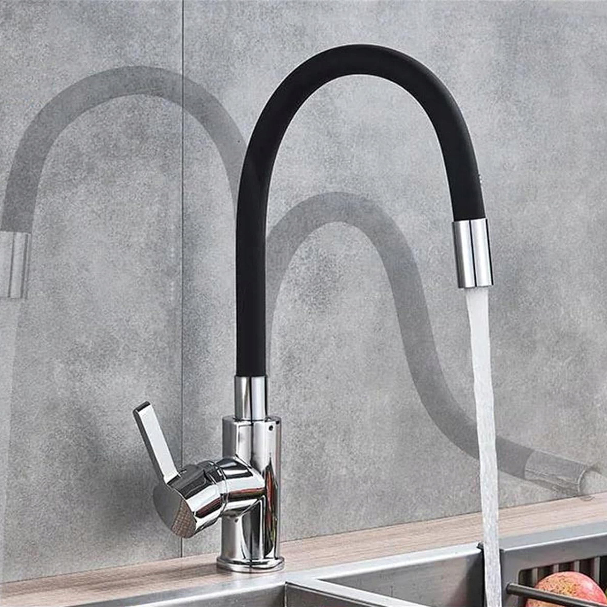 BATERIA KUCHENNA CZARNA ELASTYCZNA GIĘTKA WYLEWKA KRAN CZARNY ZLEWOZMYWAK