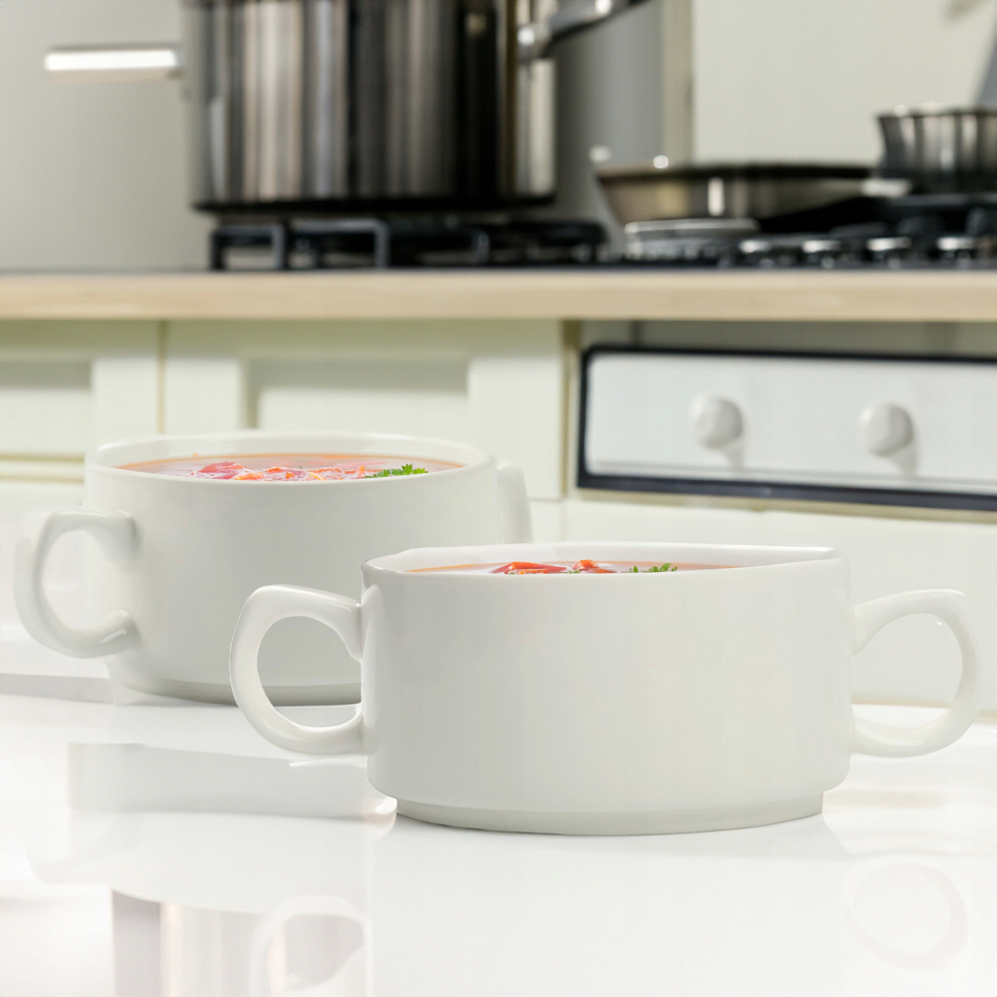 FLACZARKA BULIONÓWKA 300 ML MISECZKA DO ZUP FLAKÓW DESERÓW BIAŁA CERAMIKA