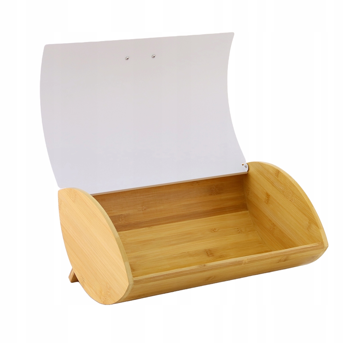 Chlebak pojemnik na pieczywo na chleb bułki stalowy bambusowy biały