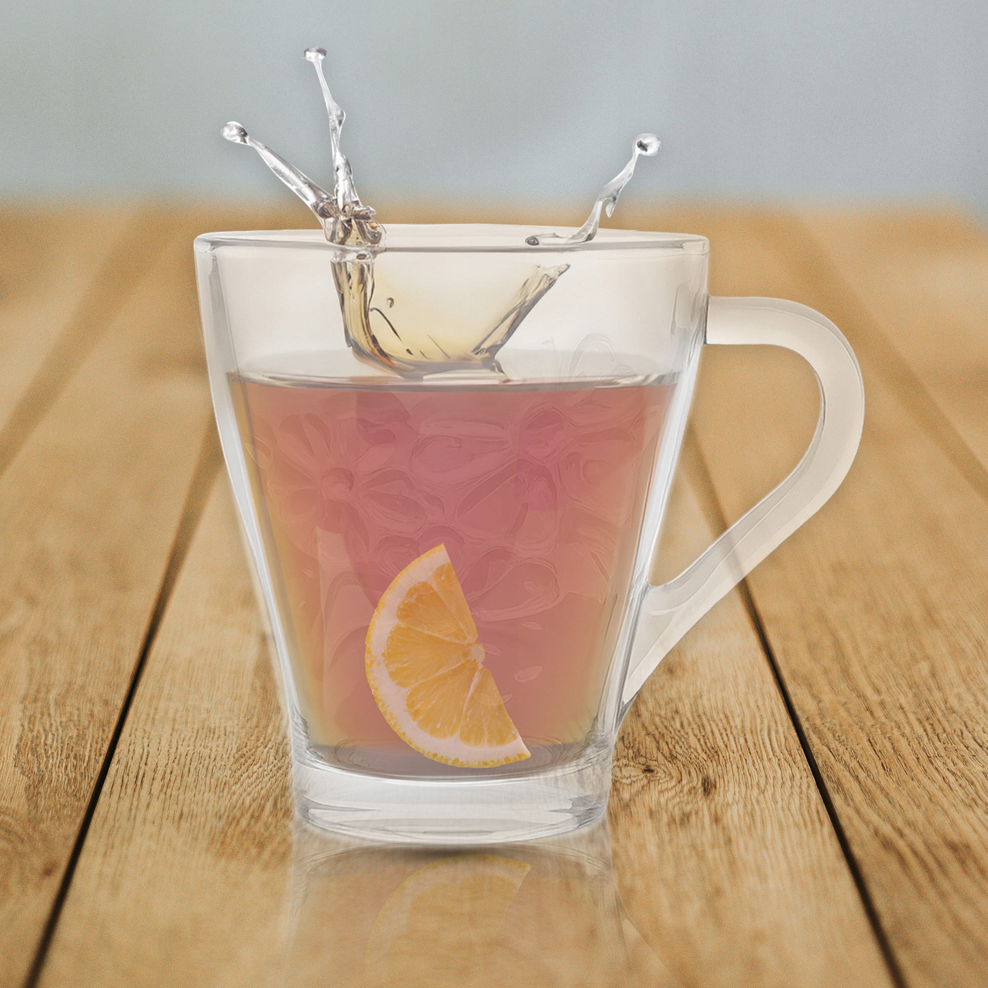 KUBEK SZKLANY Z UCHEM SZKLANKA DO KAWY HERBATY 250 ML GRUBE SZKŁO ZDOBIONY