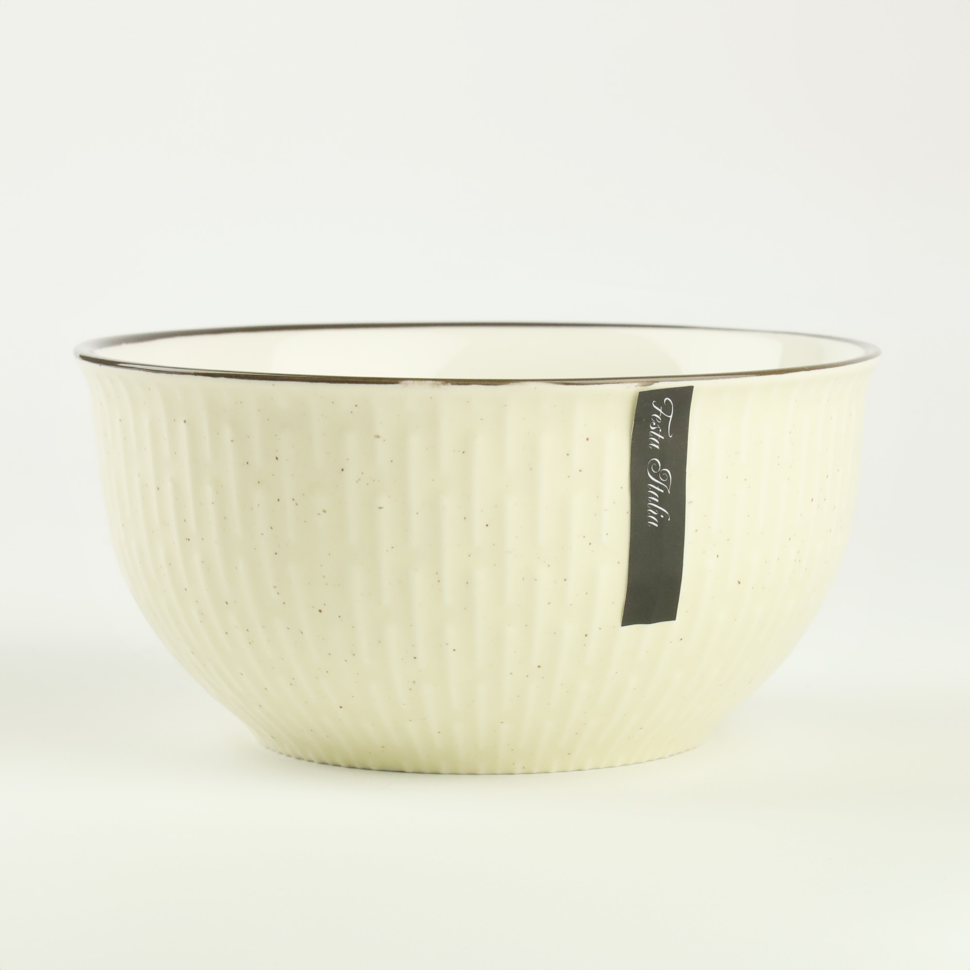 CERAMICZNA SALATERKA NA ZUPĘ OWOCE PRZEKĄSKI BEŻOWA ZDOBIONA Z WZOREM 510ML