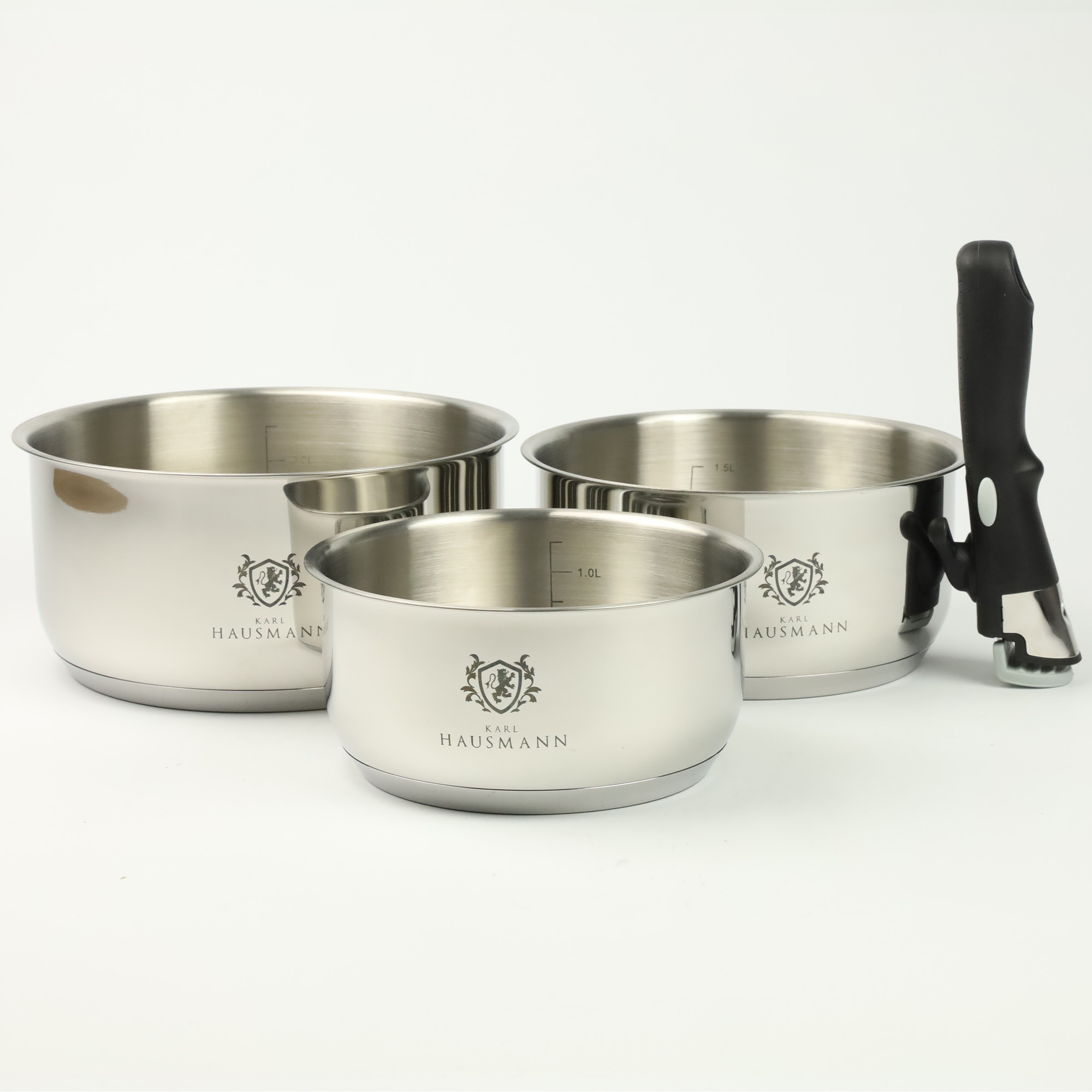ZESTAW GARNKÓW STALOWYCH GARNKI Z ODPINANĄ RĄCZKĄ 3 SZT FUSION 1,6/2,2/3,1L
