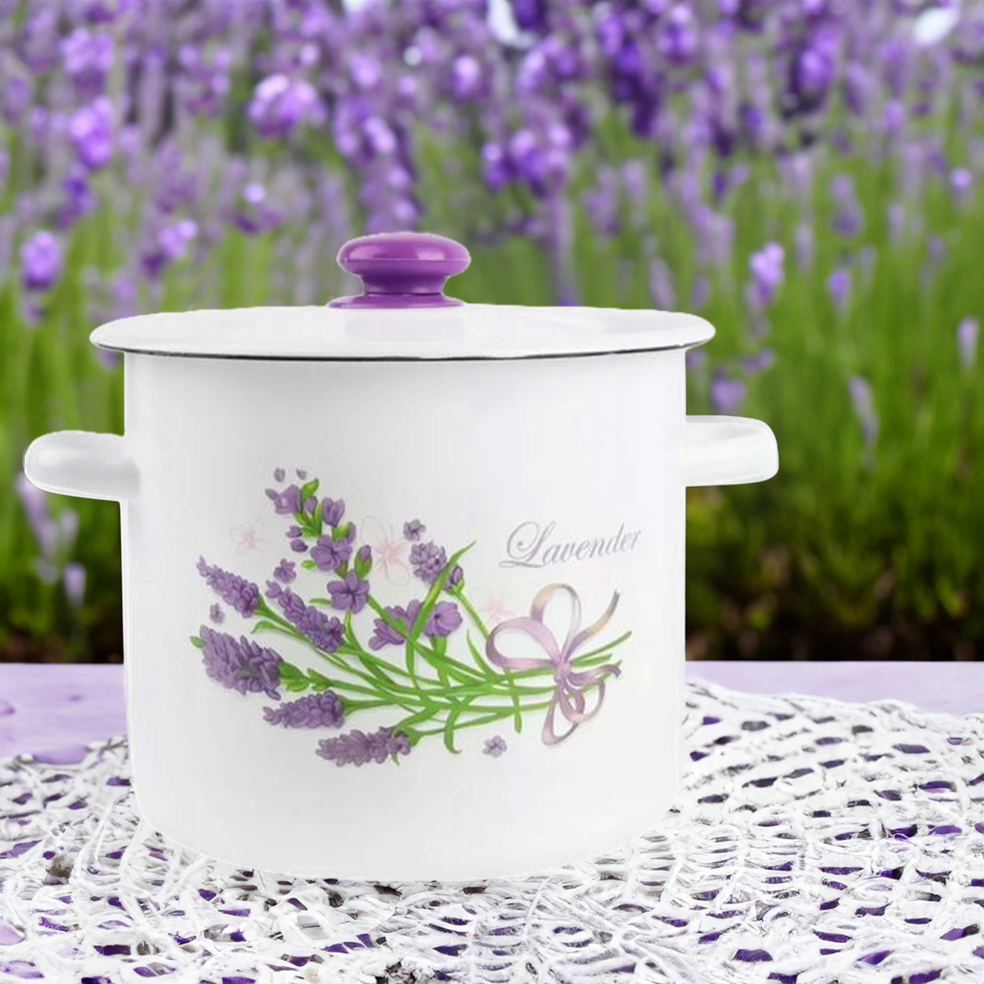 GARNEK EMALIOWANY POWIDLAK 7 L Z POKRYWKĄ DO GOTOWANIA POTRAW PRZETWORÓW