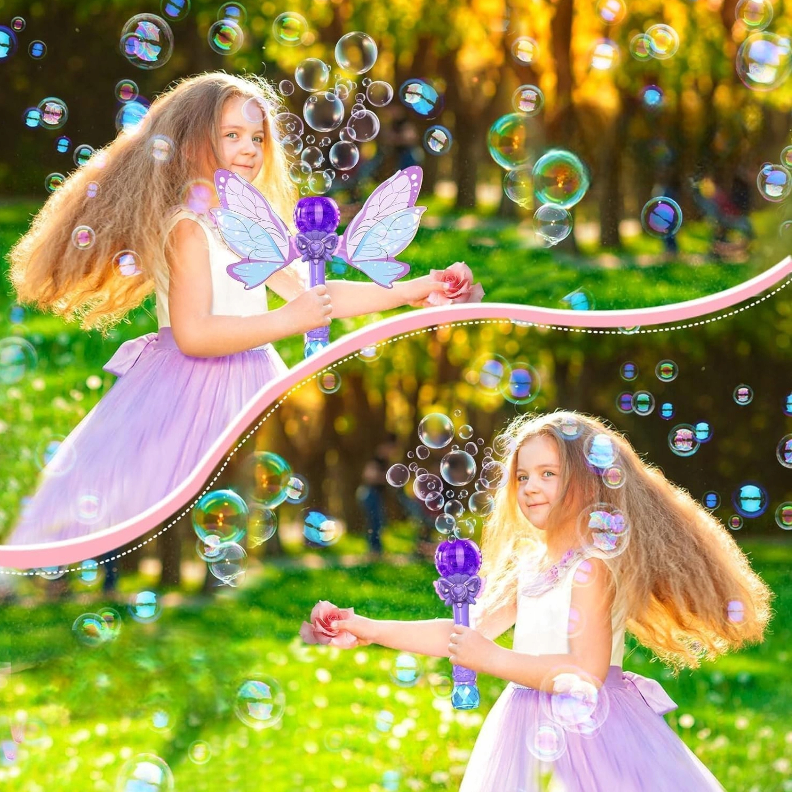 Różdżka motyl do baniek mydlanych ze skrzydłami bańki światła MY232-2