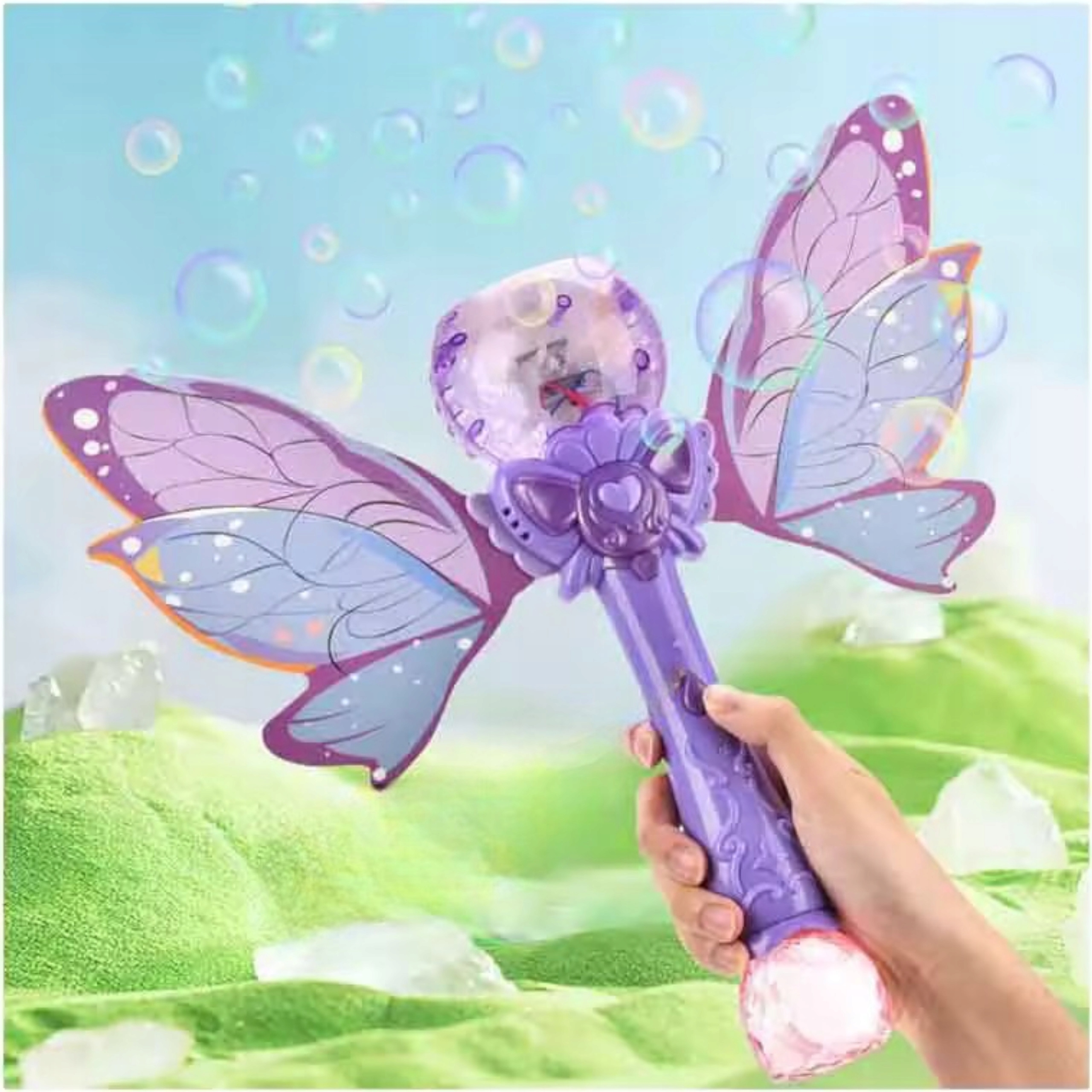 Różdżka motyl do baniek mydlanych ze skrzydłami bańki światła MY232-2