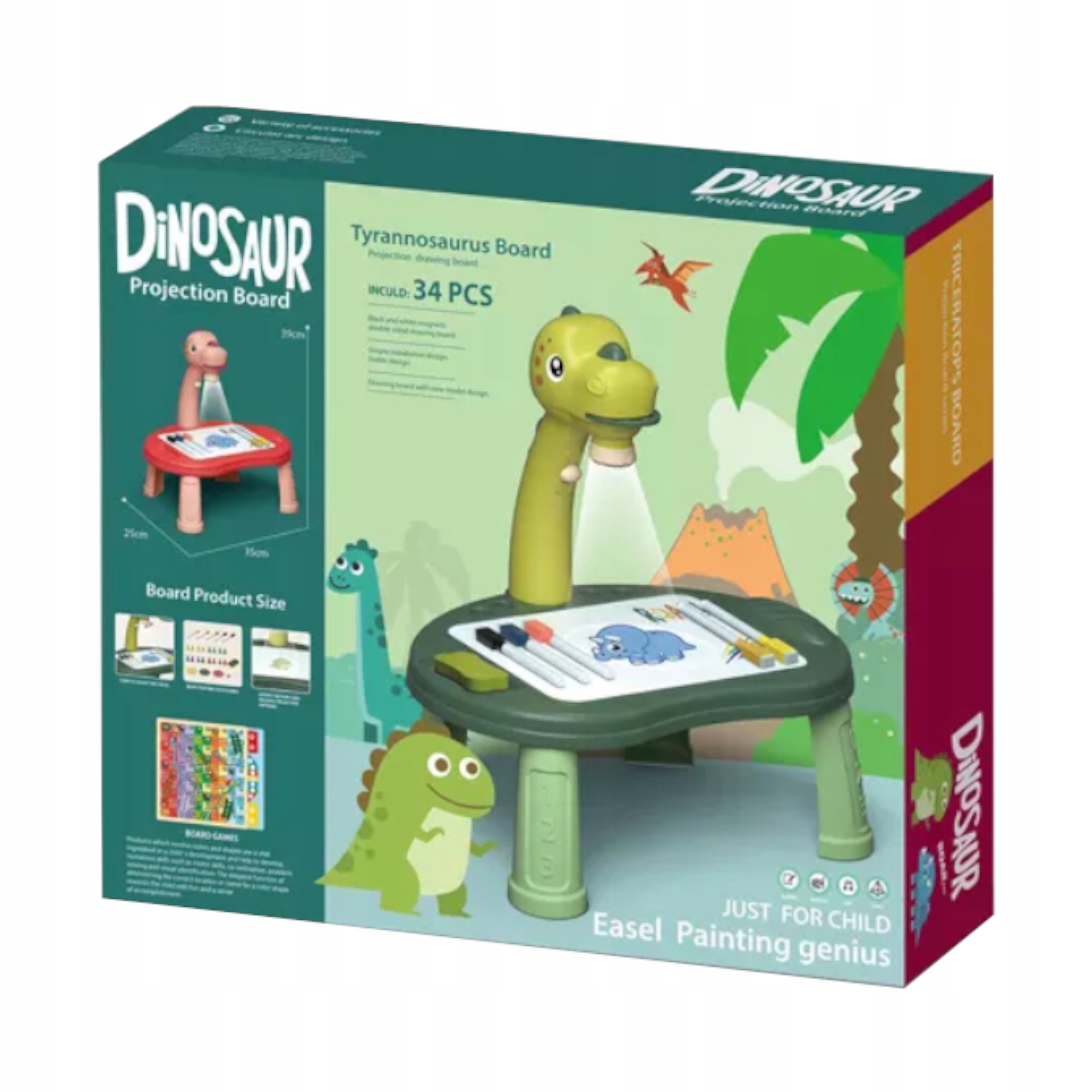 Projektor do rysowania dinozaur T-rex gra chińczyk 43Z
