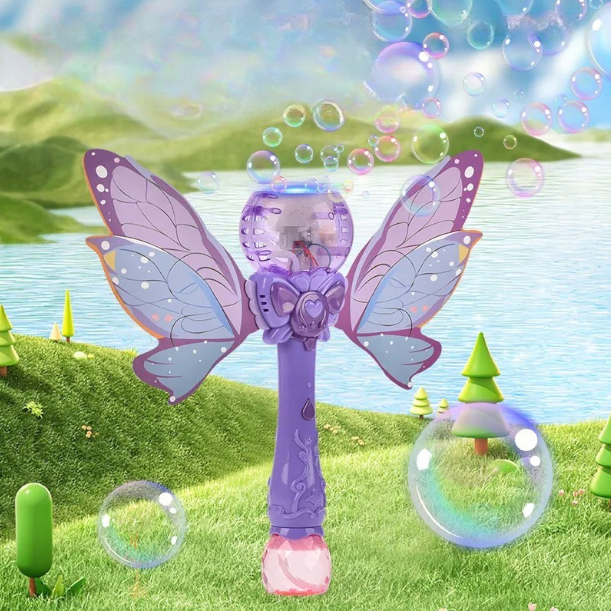 Różdżka motyl do baniek mydlanych ze skrzydłami bańki światła MY232-2