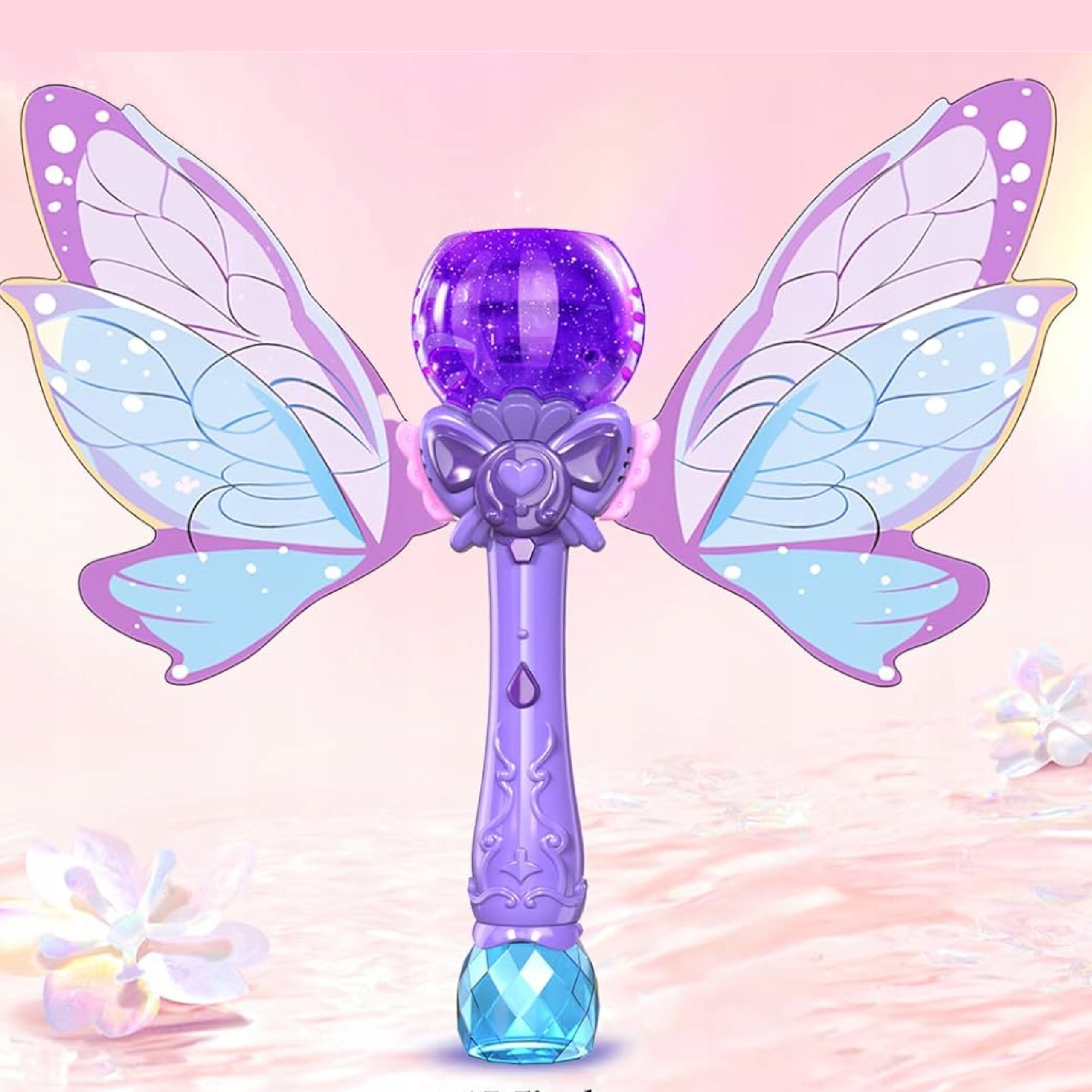 Różdżka motyl do baniek mydlanych ze skrzydłami bańki światła MY232-2