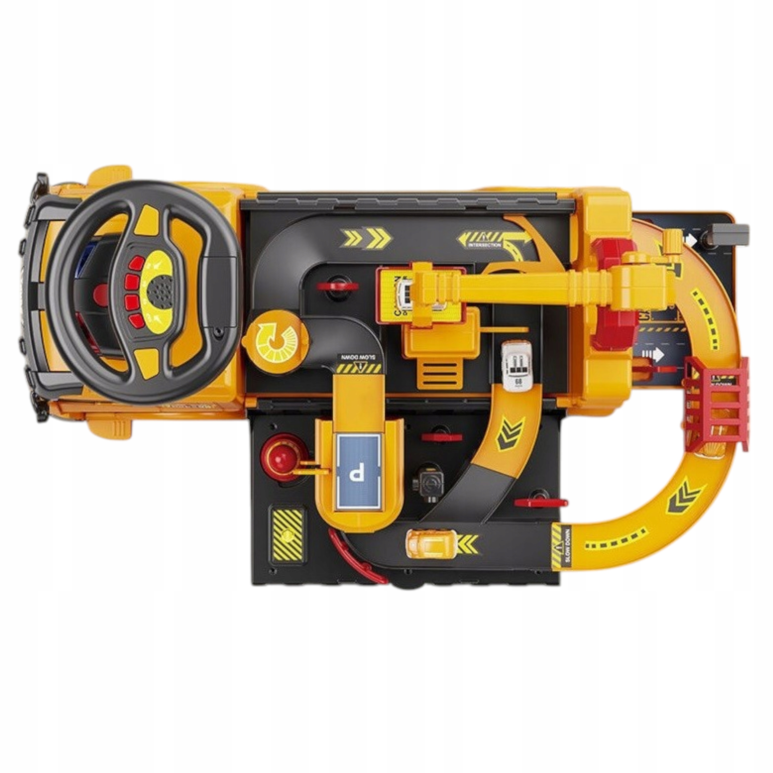 Jeździk 2w1pojazd budowlany + 4 autka rozkładany parking dźwig dźwięk ZH913