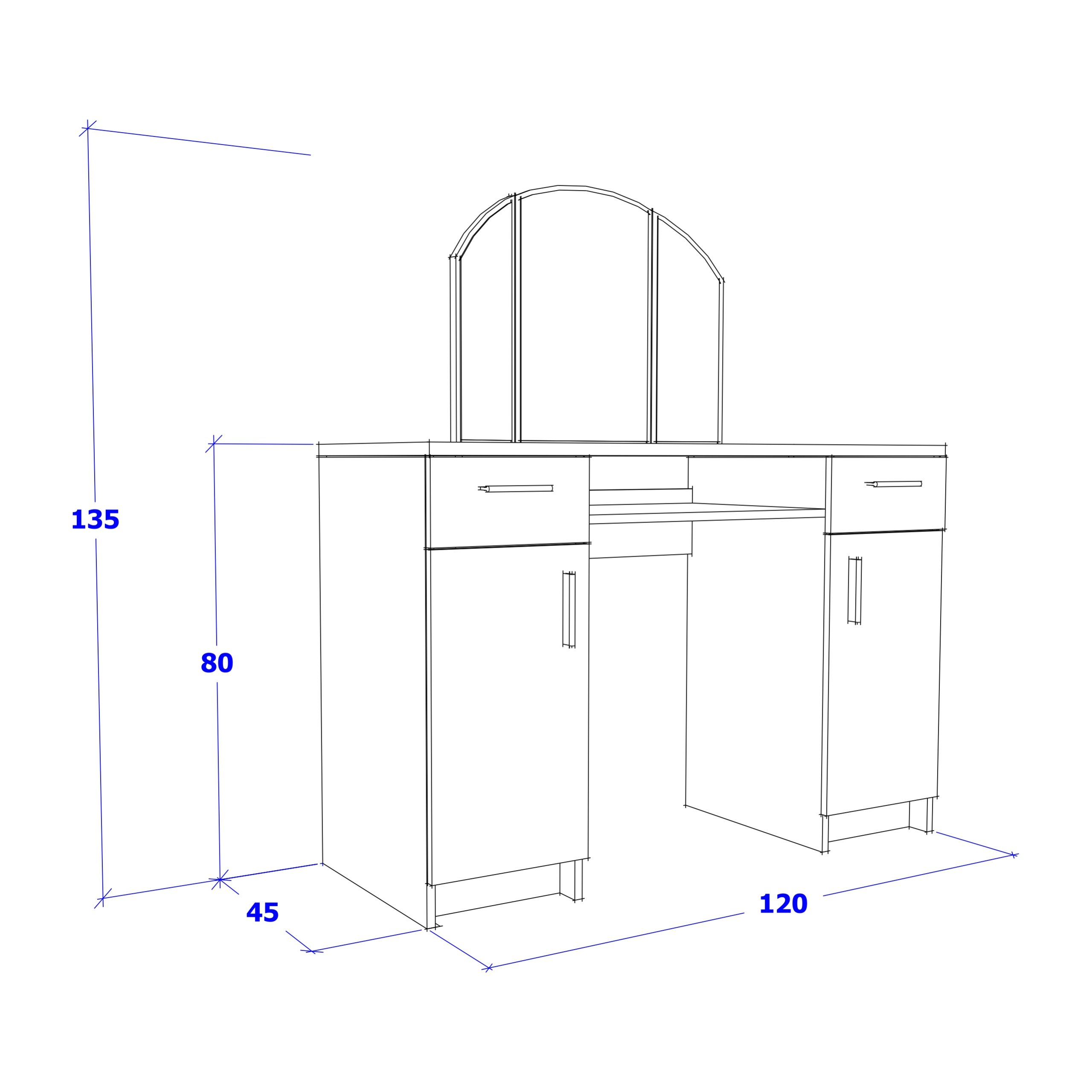 Toaletka kosmetyczna PARIS + Lustro Połysk