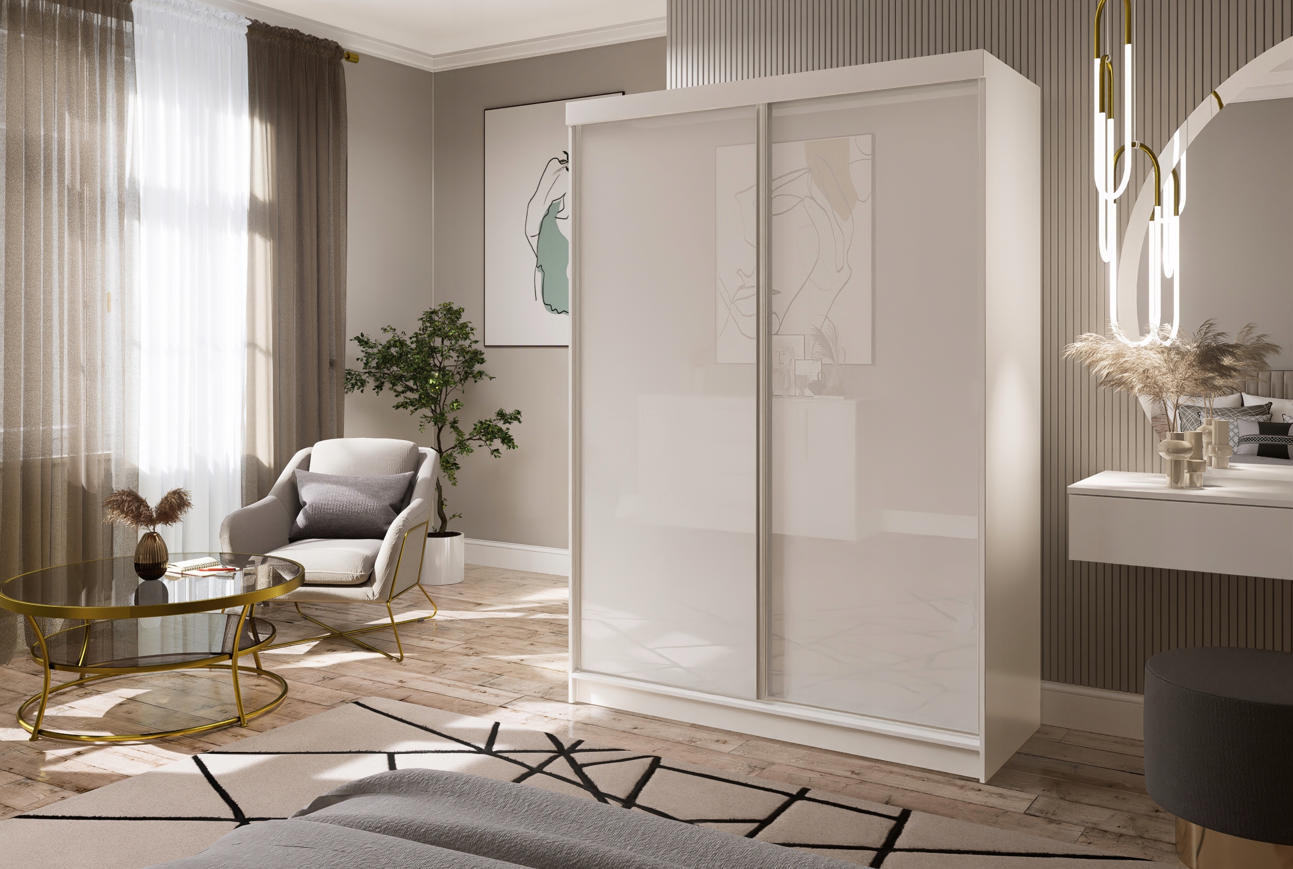 Szafa Przesuwna PARIS 150 Połysk biała