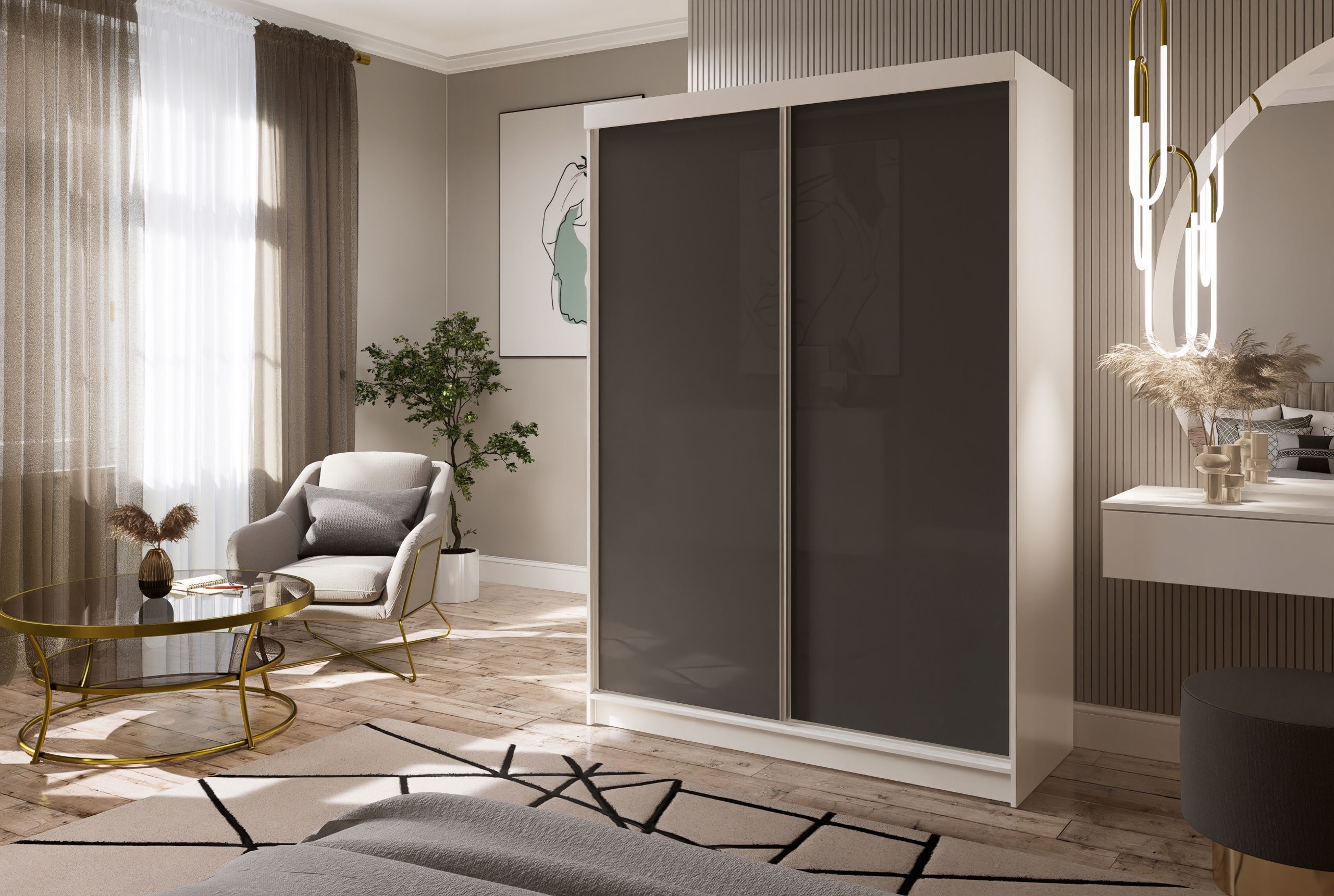 Szafa Przesuwna PARIS 150 Połysk szara