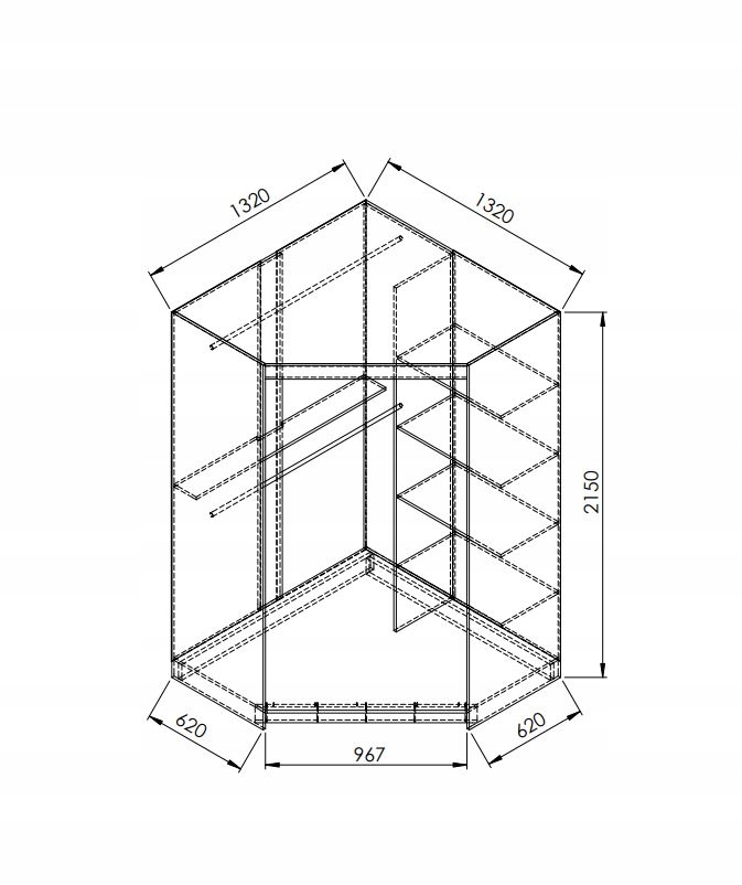 Szafa przesuwna NAROŻNA PARIS lustro na froncie
