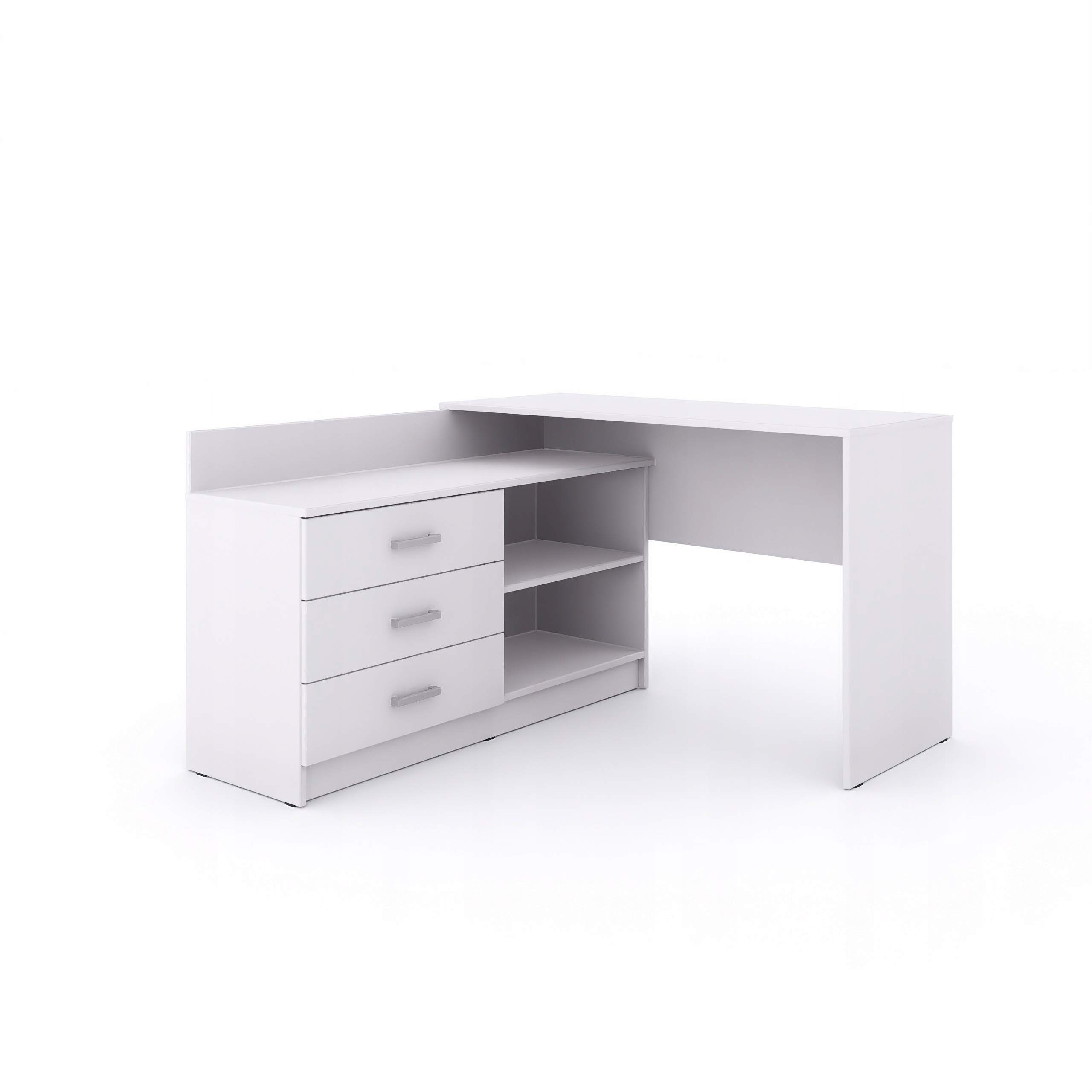 Funkcjonalne biurko narożne Omega w kształcie litery L - 3 szuflady