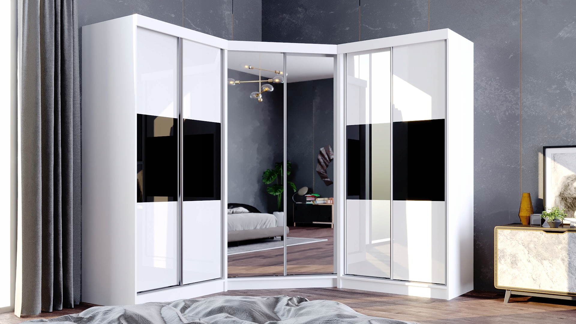 Garderoba Szafa Narożna PARIS drzwi przesuwne