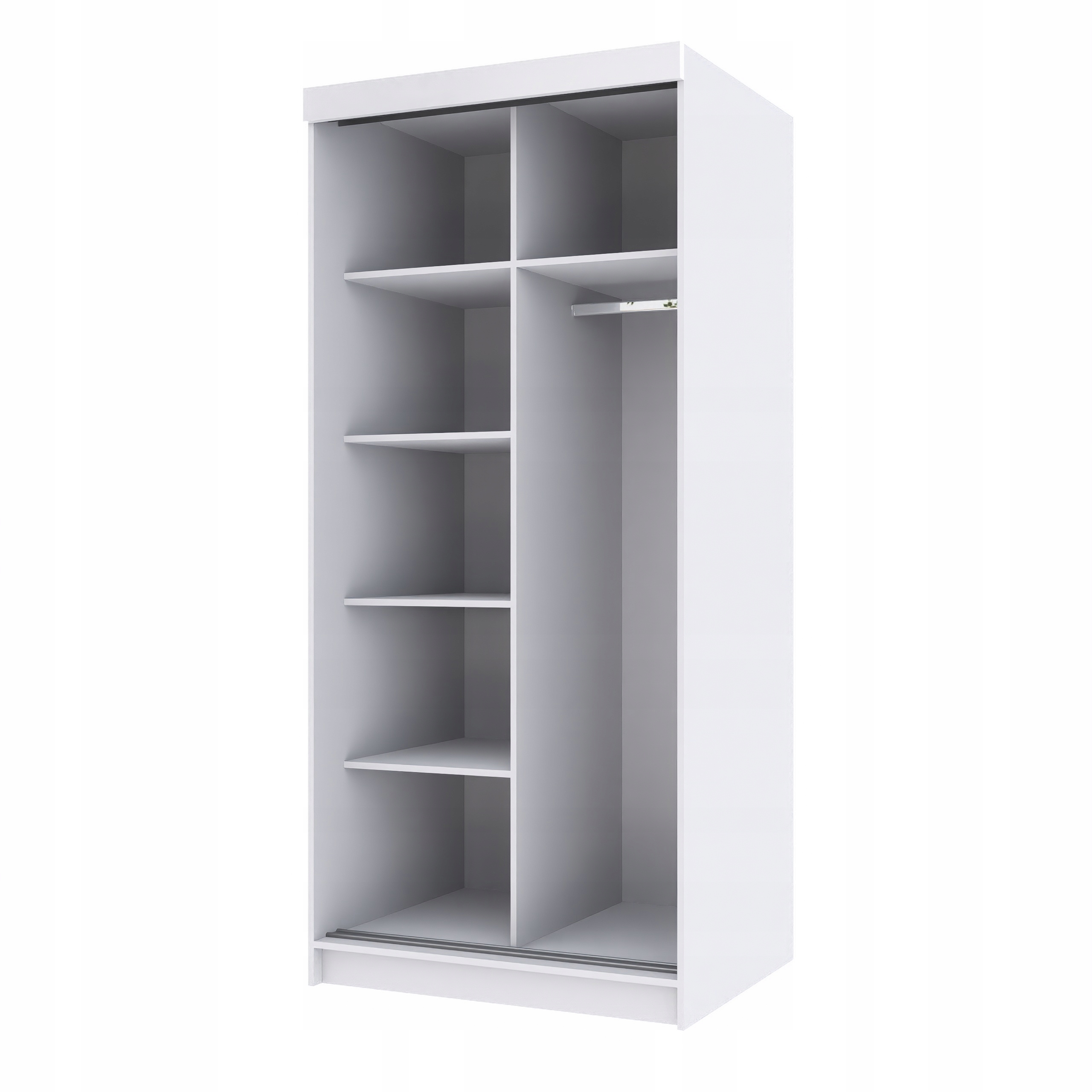 Szafa przesuwna dwudrzwiowa PARIS 100 cm biały połysk + lustro