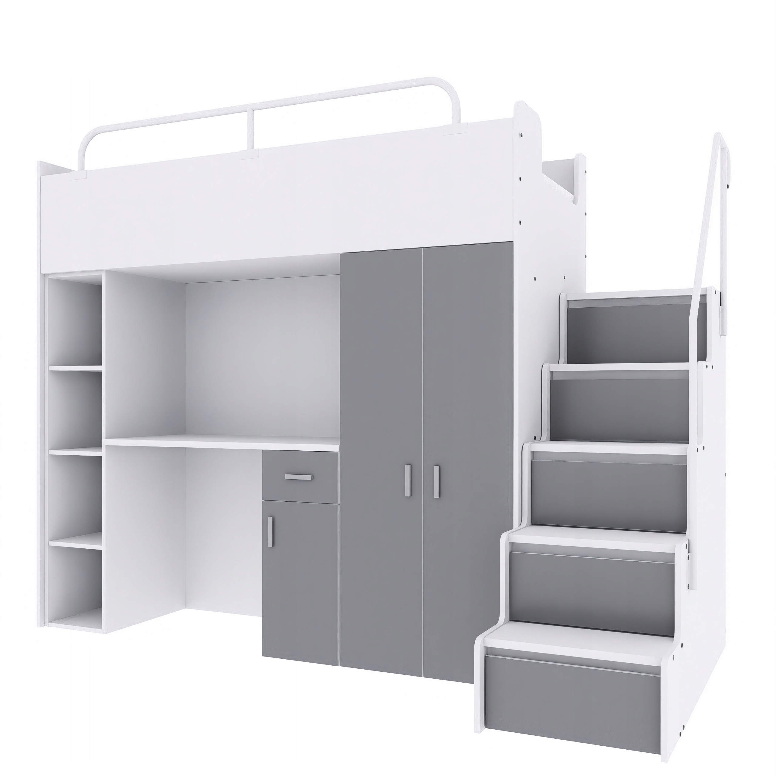 Łóżko piętrowe JSM4 z biurkiem 90x200 szary mat + materac Gratis!