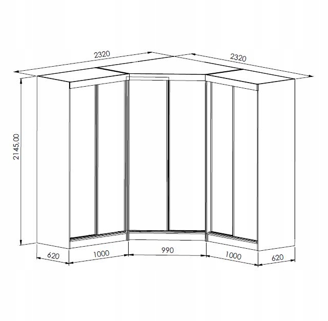 Garderoba Szafa Narożna PARIS drzwi przesuwne