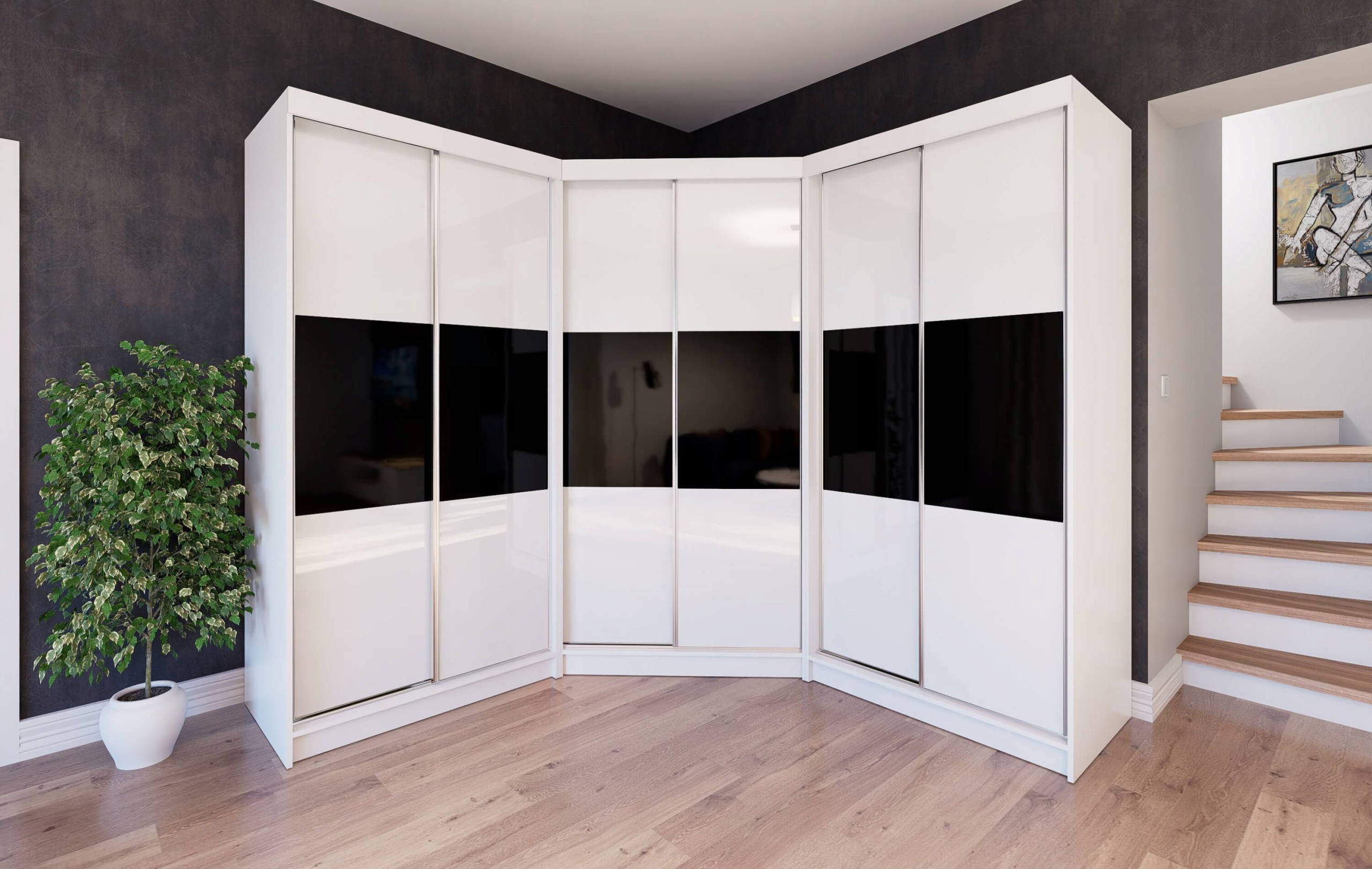 Garderoba Szafa Narożna PARIS drzwi przesuwne