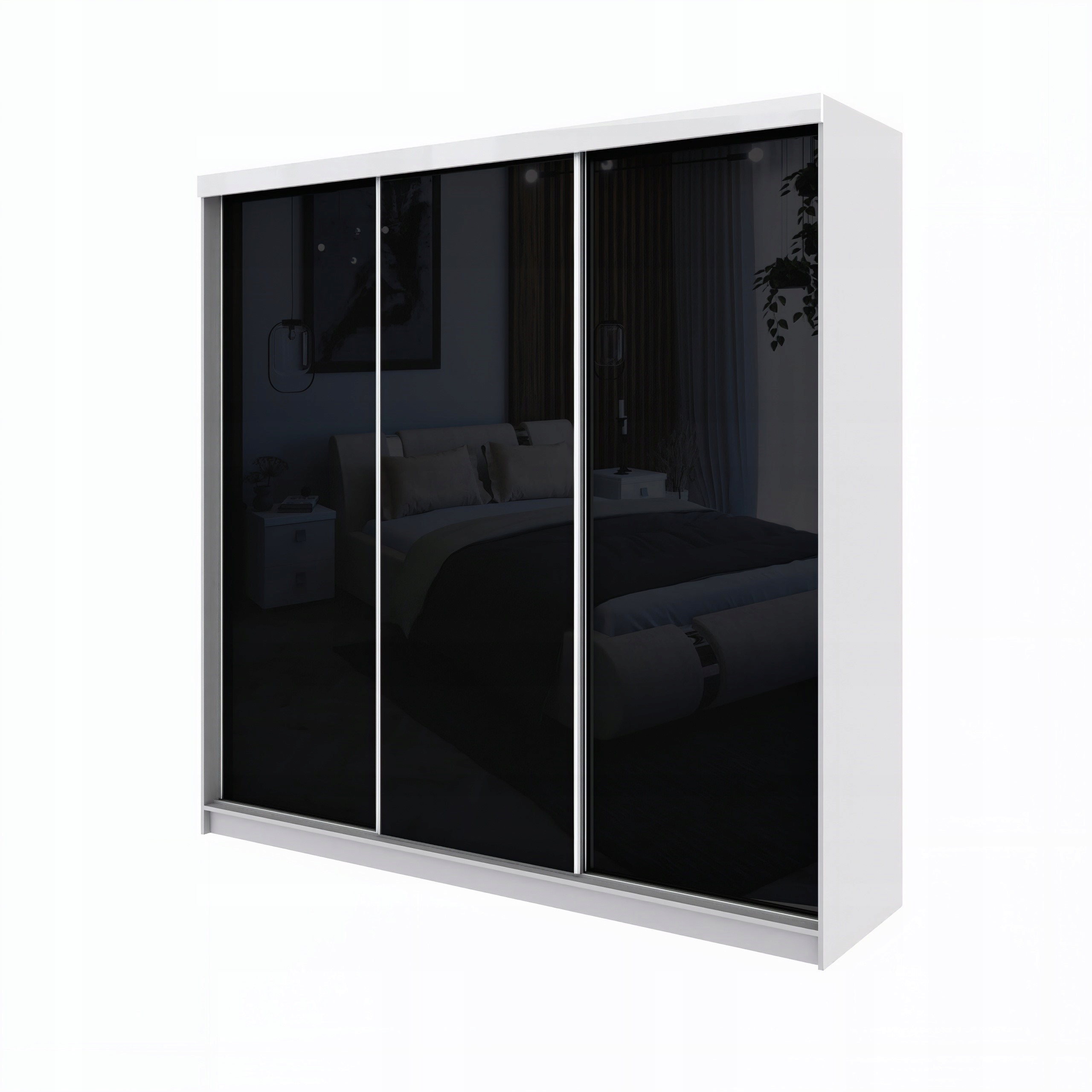 Szafa Przesuwna PARIS 250cm fronty wysoki połysk czarna