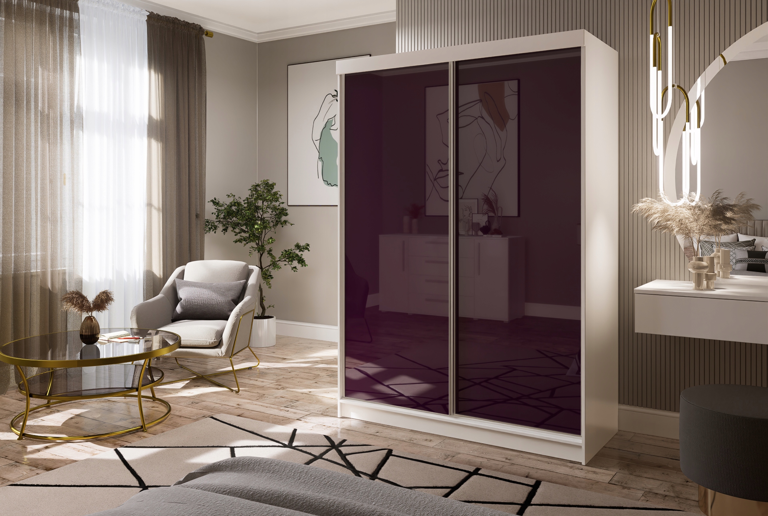 Szafa Przesuwna PARIS 150 Połysk fioletowa