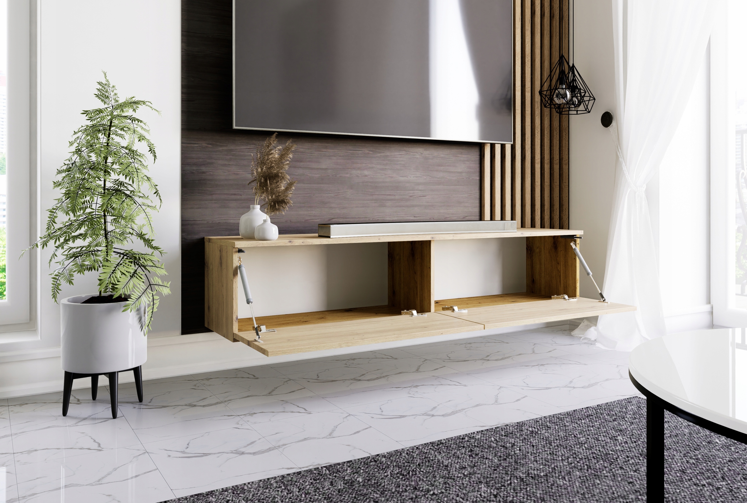 Wisząca szafka RTV 150cm dąb artisan