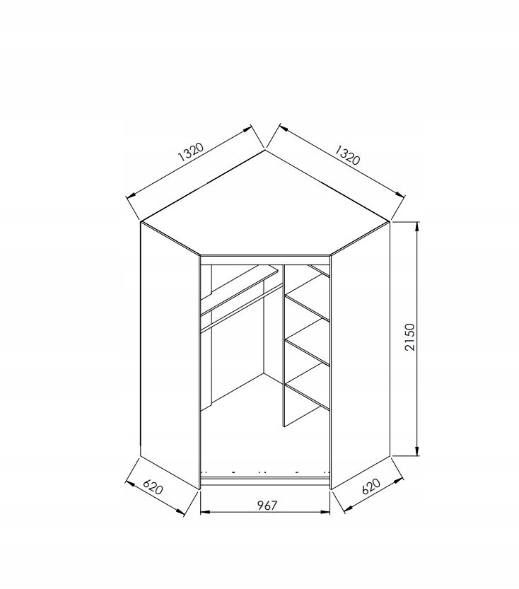 Szafa przesuwna NAROŻNA PARIS lustro na froncie