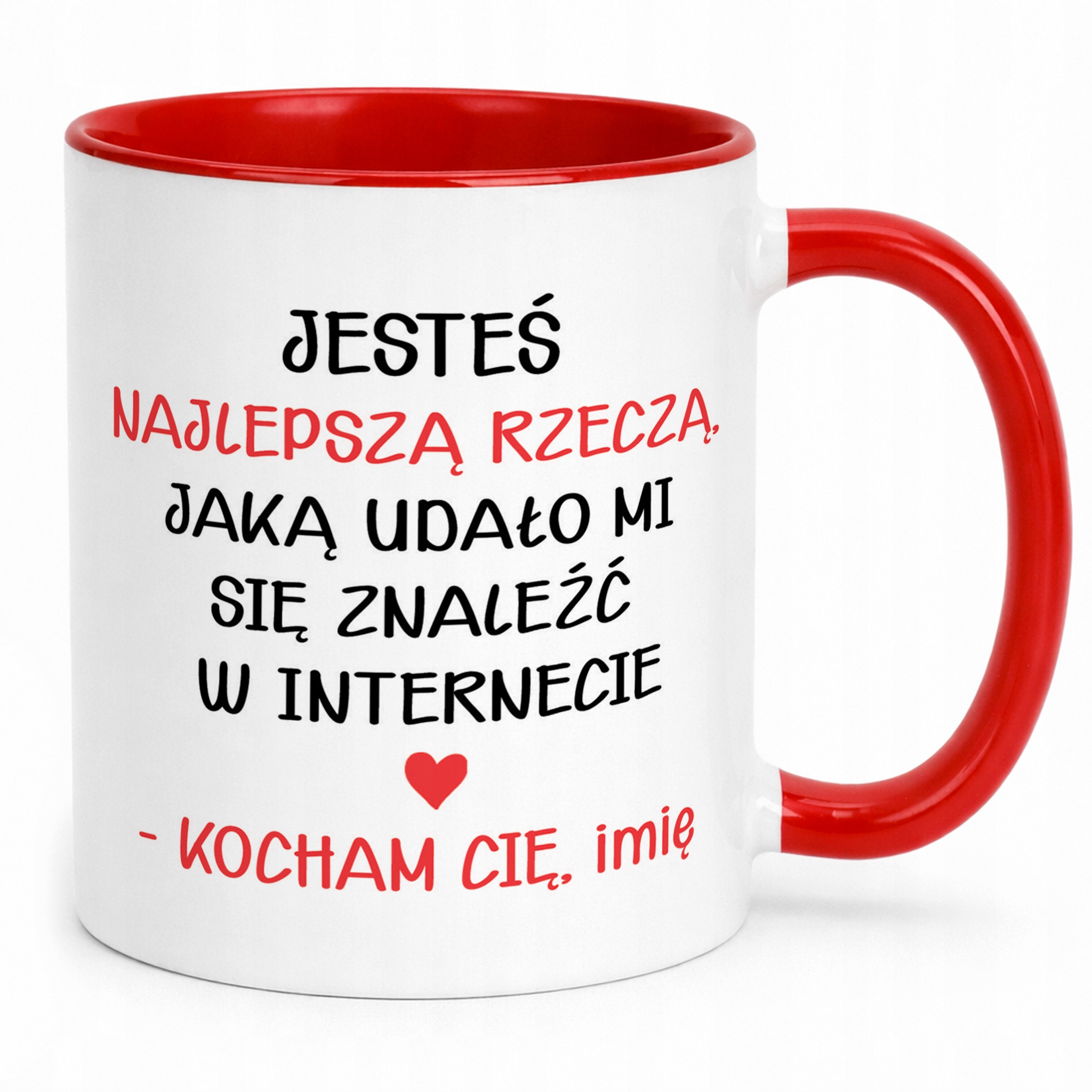Kubek Czerwony Personalizowany Serce Walentynki Prezent Upominek