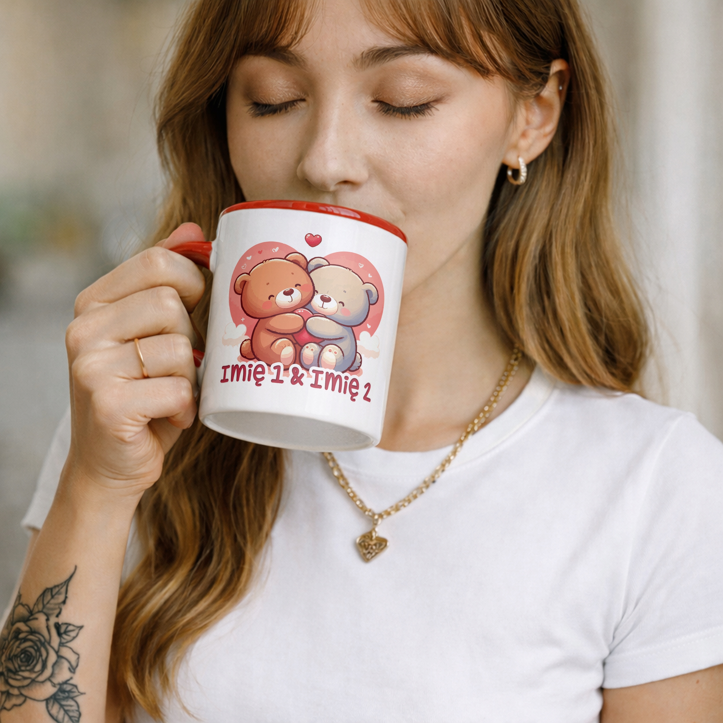Kubek Czerwony Personalizowany Serce Walentynki Prezent Upominek