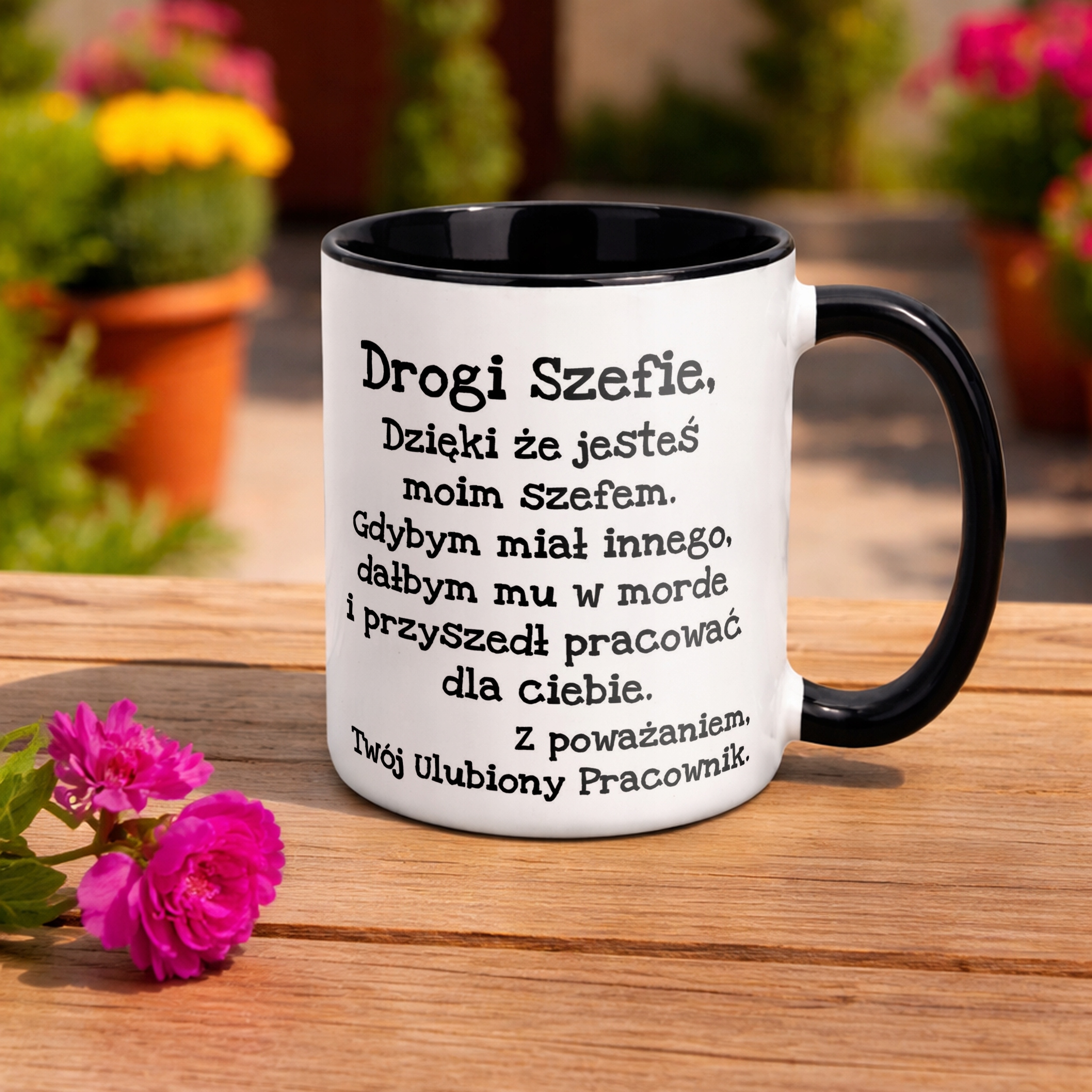Kubek Czarny Drogi Szefie Dla Szefa Zabawny Prezent Praca