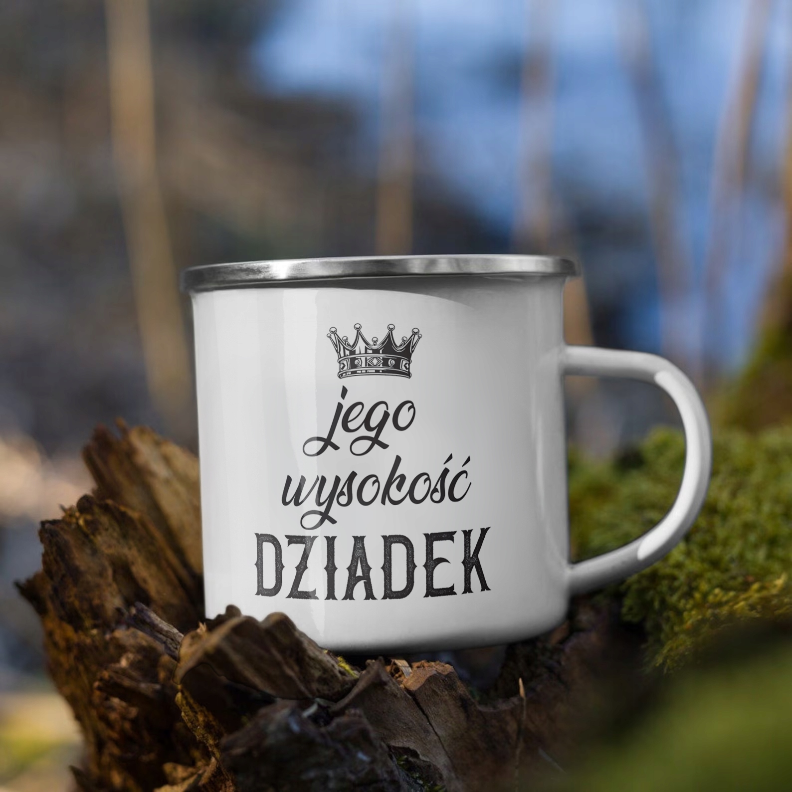 Emaliowany Kubek Garnuszek 300 ml Dzień Dziadka Prezent Jego Wysokość