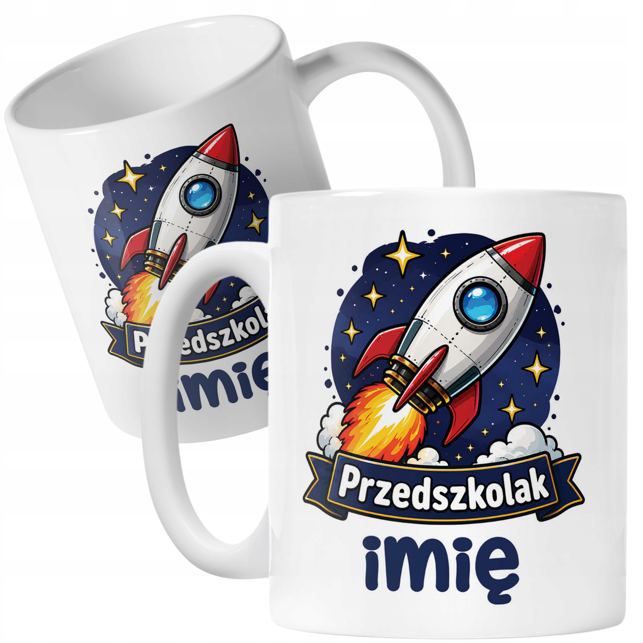 Biały Kubek z nadrukiem personalizowany Przedszkolak Szkoła Dla Dzieci