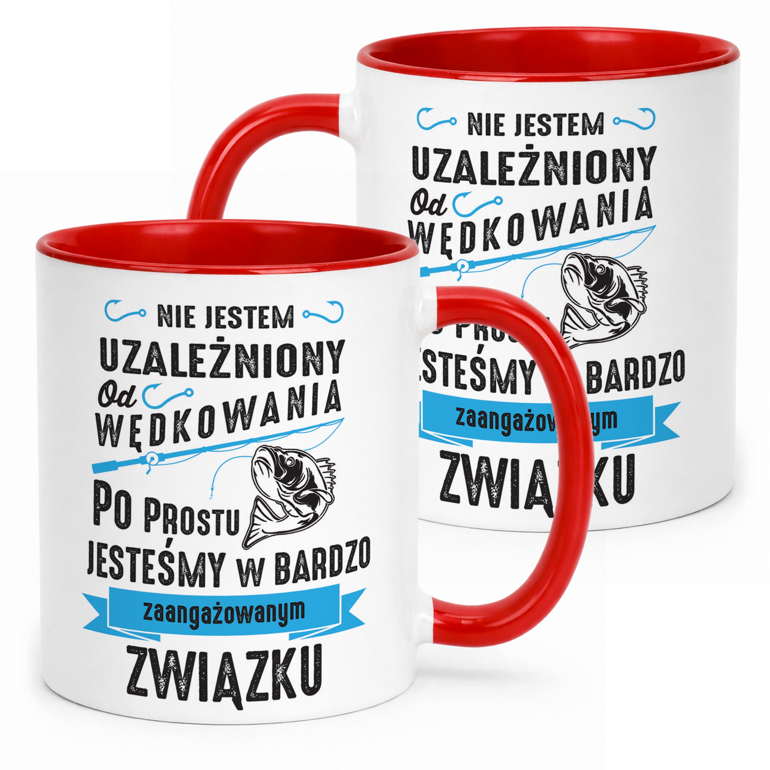 Kubek Czerwony Dla Wędkarza Ryby Wędkowanie Prezent Upominek