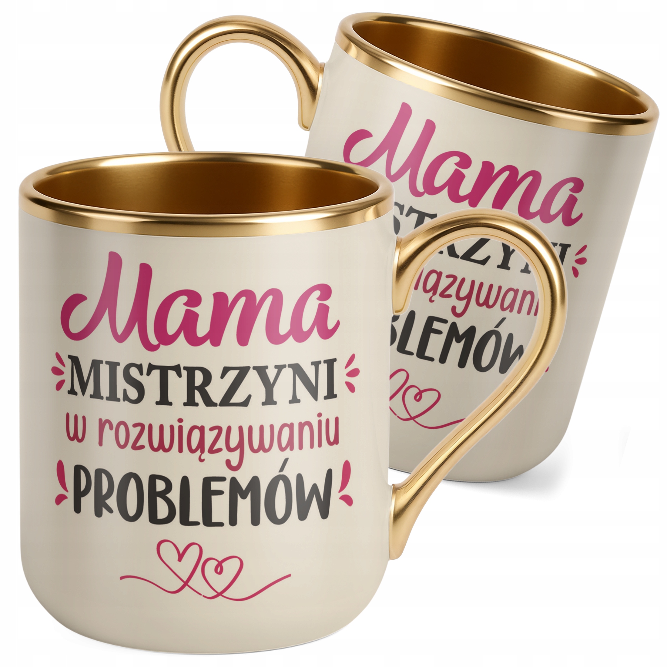 Kubek Premium Złoty Ecru Dzień Matki Prezent Upominek Mistrzyni Mama
