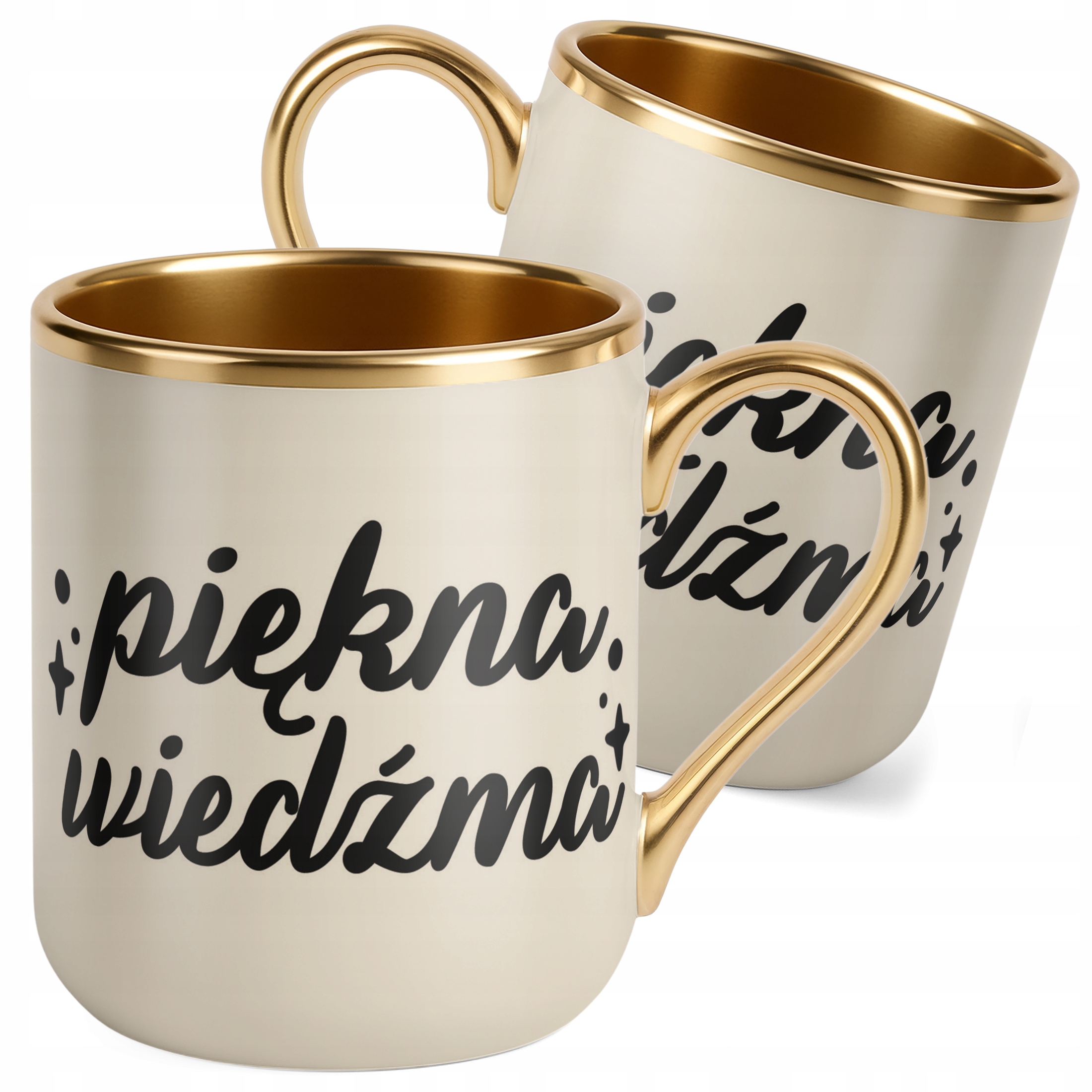 Kubek Premium Złoty Ecru Halloween Piękna Wiedźma Dla Kobiety Prezent