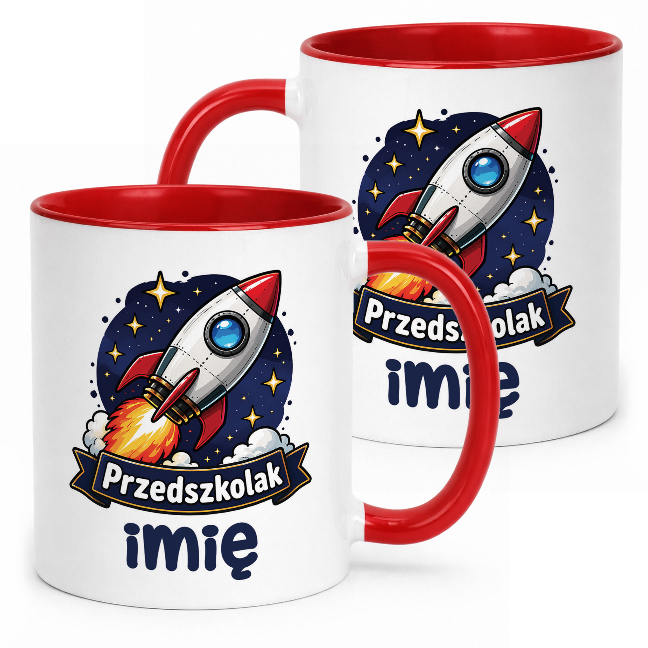 Kubek Czerwony z nadrukiem personalizowany Przedszkolak Szkoła Dla Dzieci