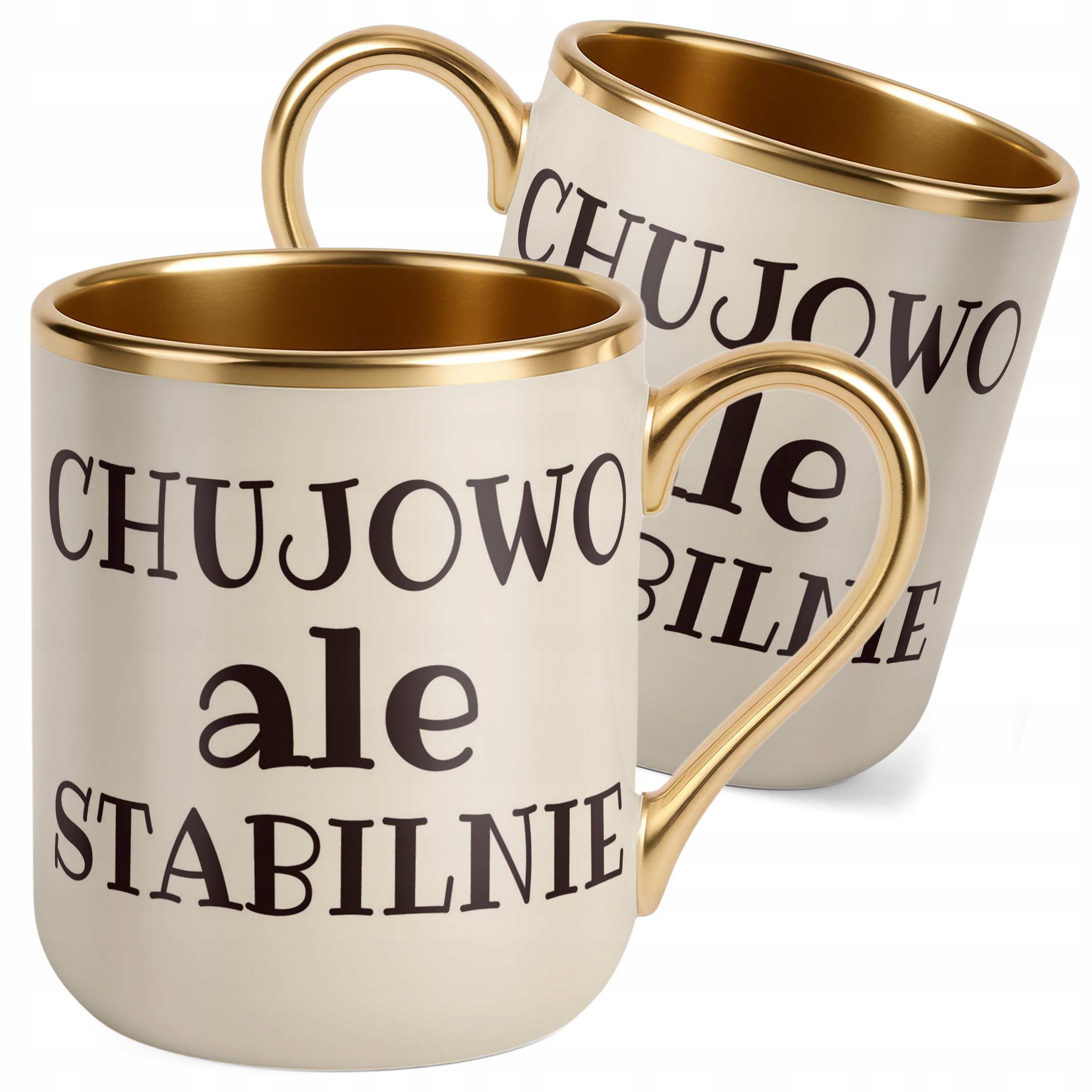 Kubek Premium Złoty Ecru Ch**owo Ale Stablinie Prezent
