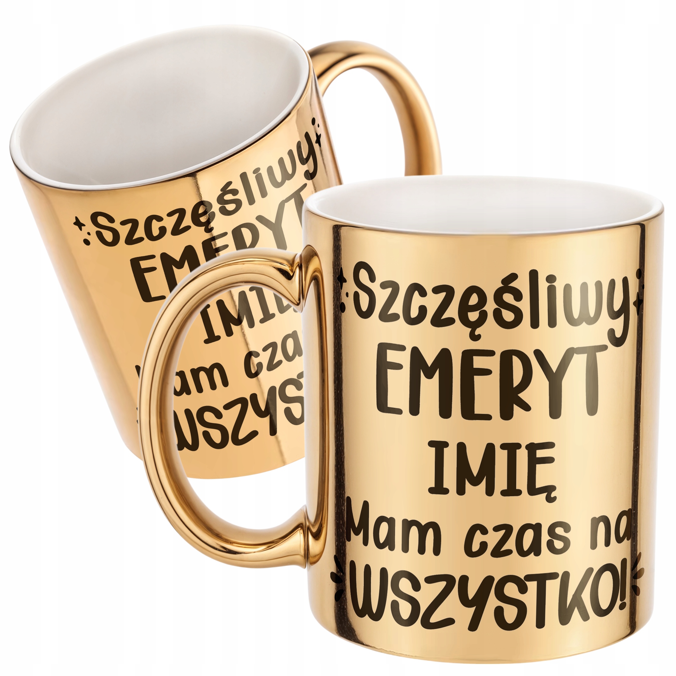 Złoty Kubek ceramiczny Personalizowany z okazji Emerytury Dla Emeryta