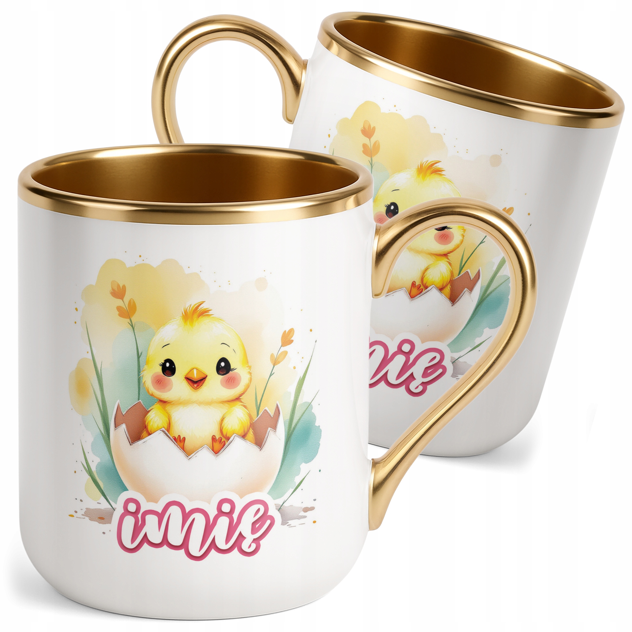 Kubek Premium Złoty Personalizowany Wielkanoc Prezent Kurczak Wiosna