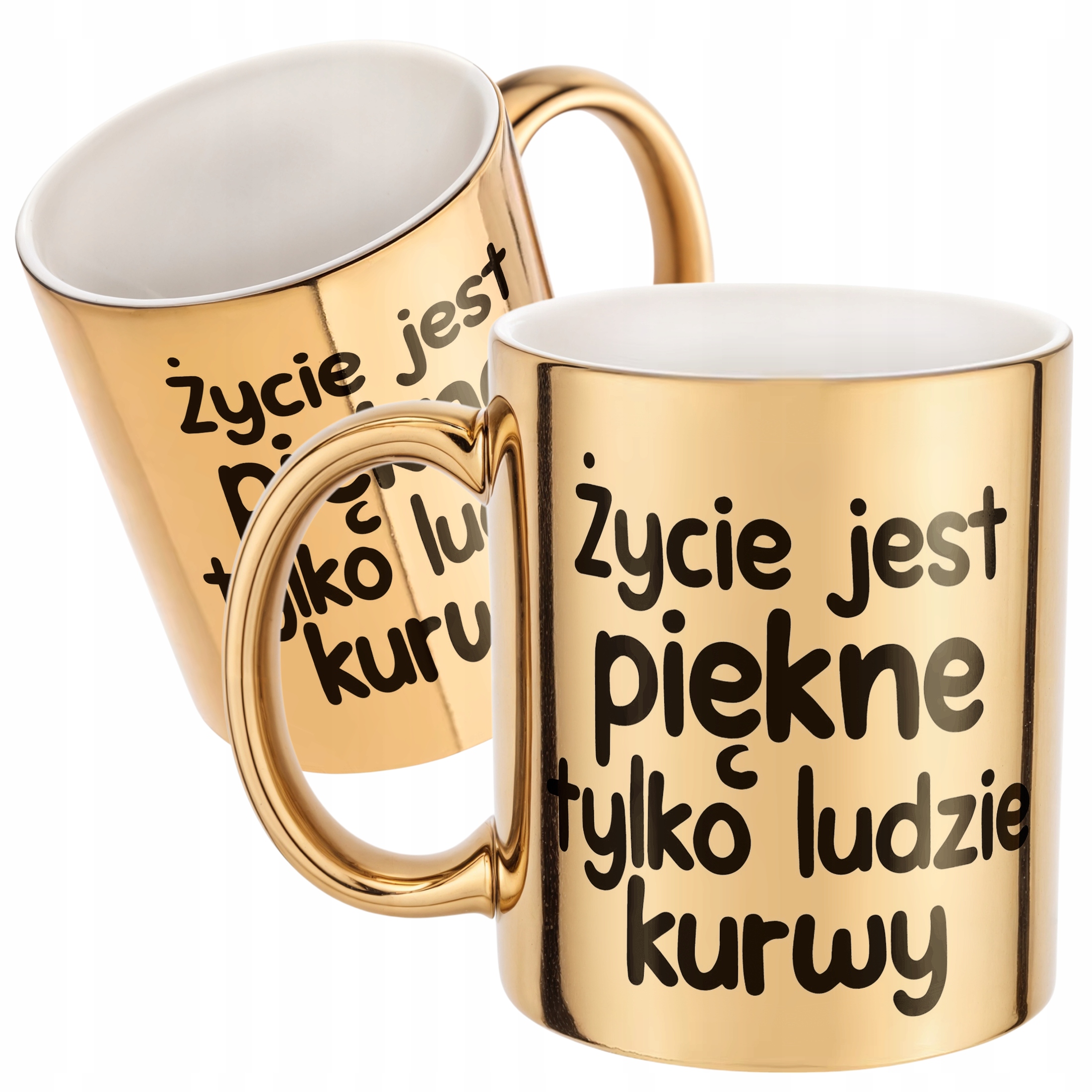 Złoty Kubek Życie Jest Piękne Śmieszny Zabawny Prezent