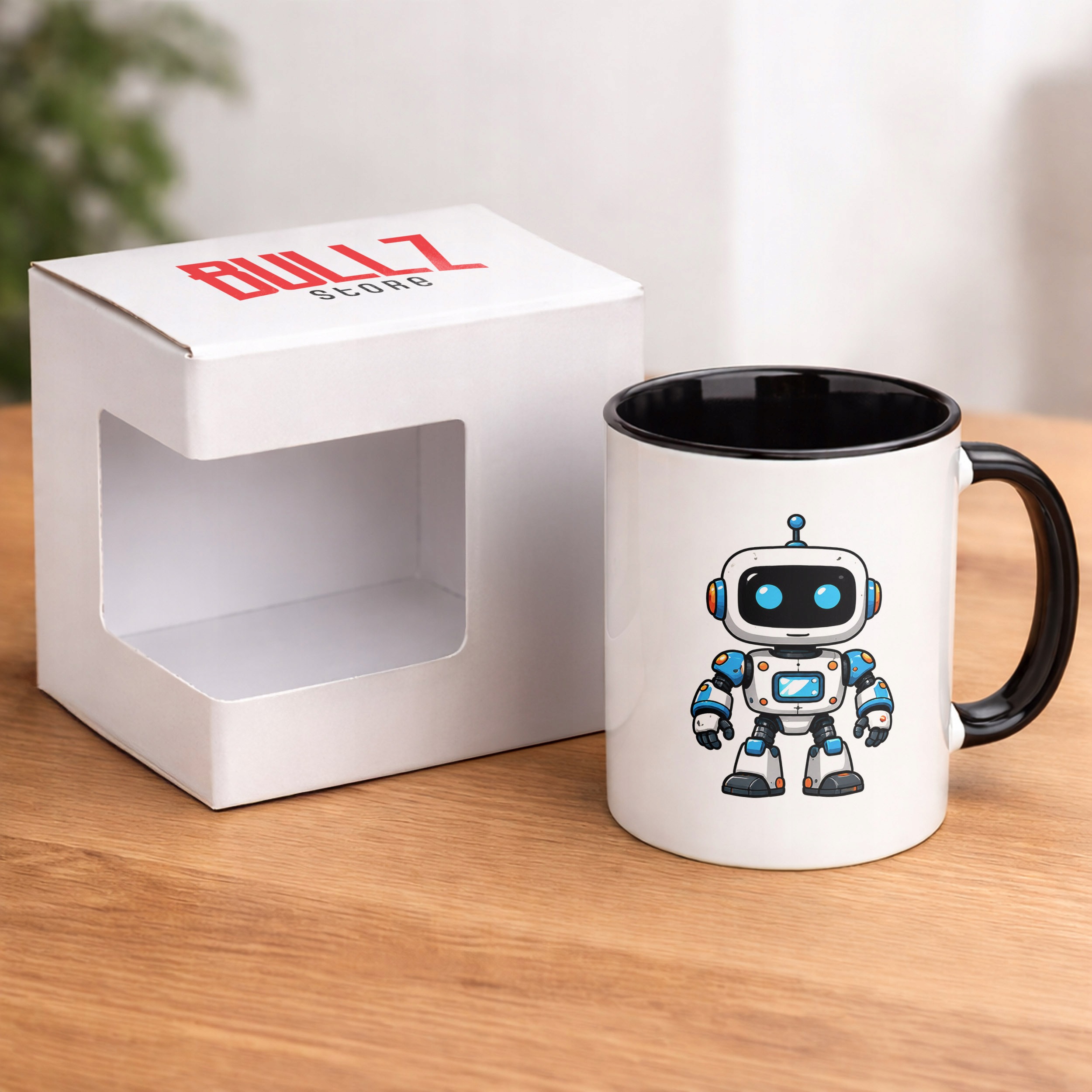 Kubek Czarny z nadrukiem Robot Dla Dzieci Prezent Upominek