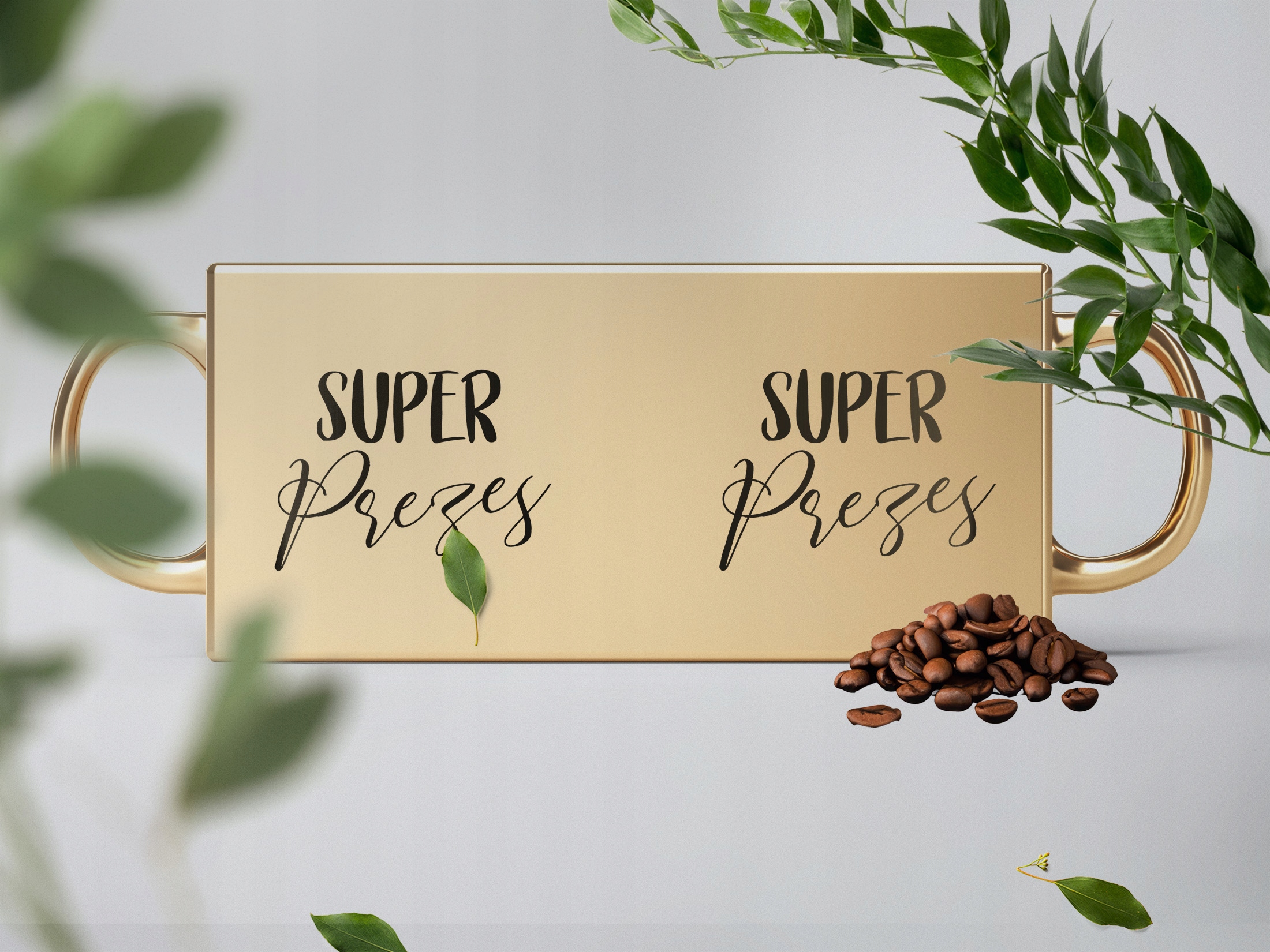 Kubek Złoty ceramiczny 330ml Super Prezes Dla Prezesa Prezent Upominek